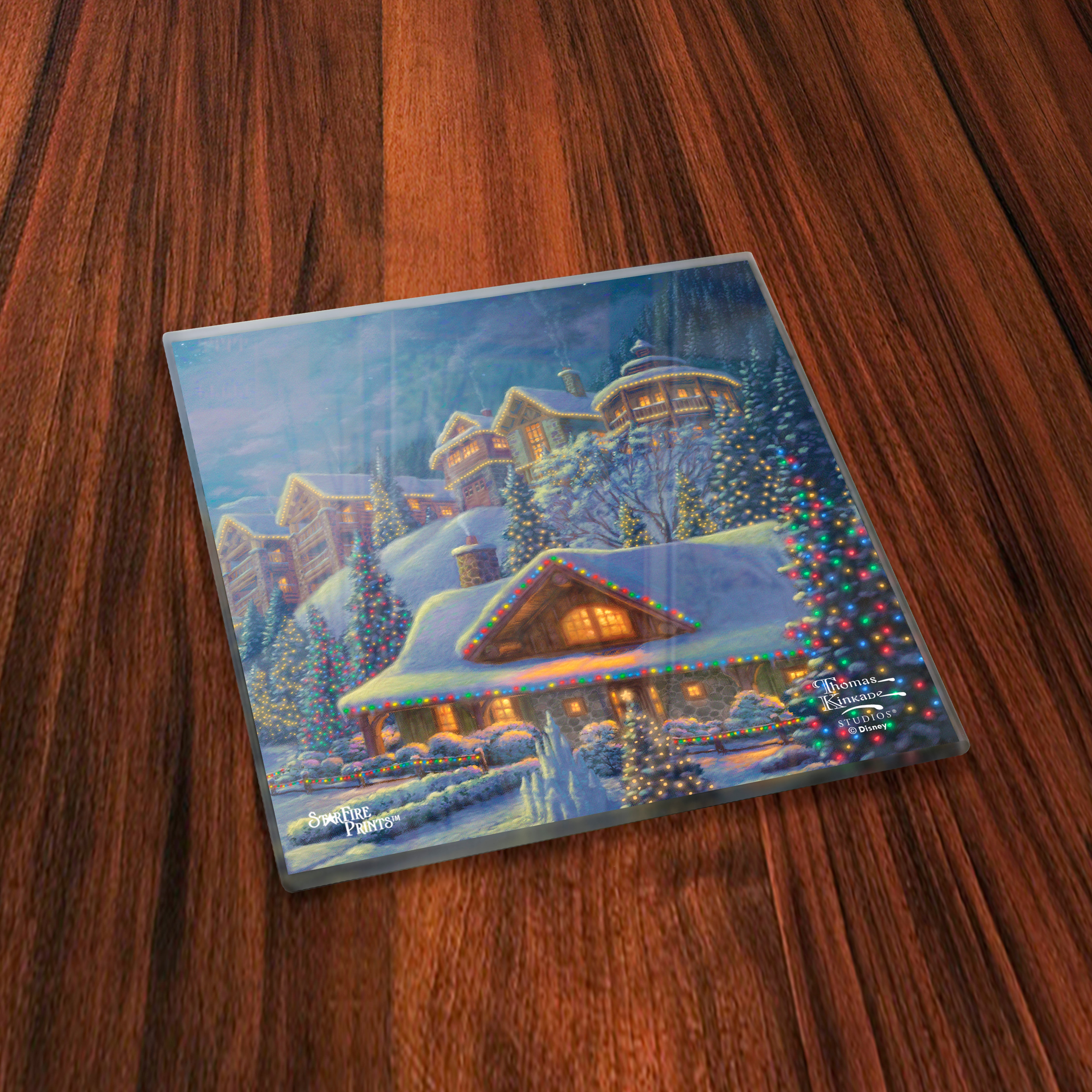 Disney (Mickey and Minnie Mouse Christmas Lodge) StarFire Prints™ Glass Coaster Set of Four SPCSTR1181