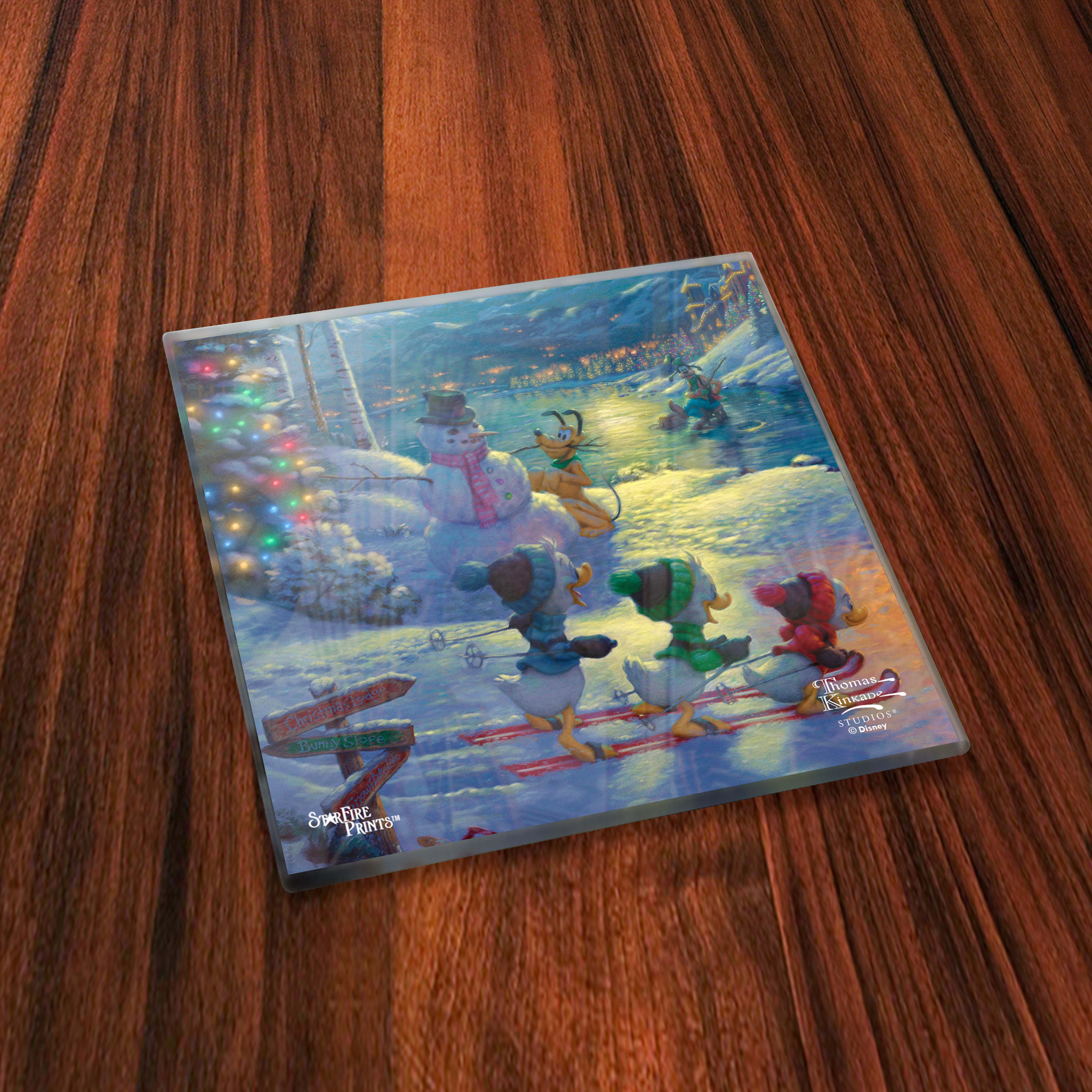 Disney (Mickey and Minnie Mouse Christmas Lodge) StarFire Prints™ Glass Coaster Set of Four SPCSTR1181