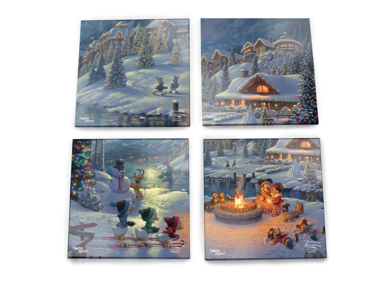 Disney (Mickey and Minnie Mouse Christmas Lodge) StarFire Prints™ Glass Coaster Set of Four SPCSTR1181