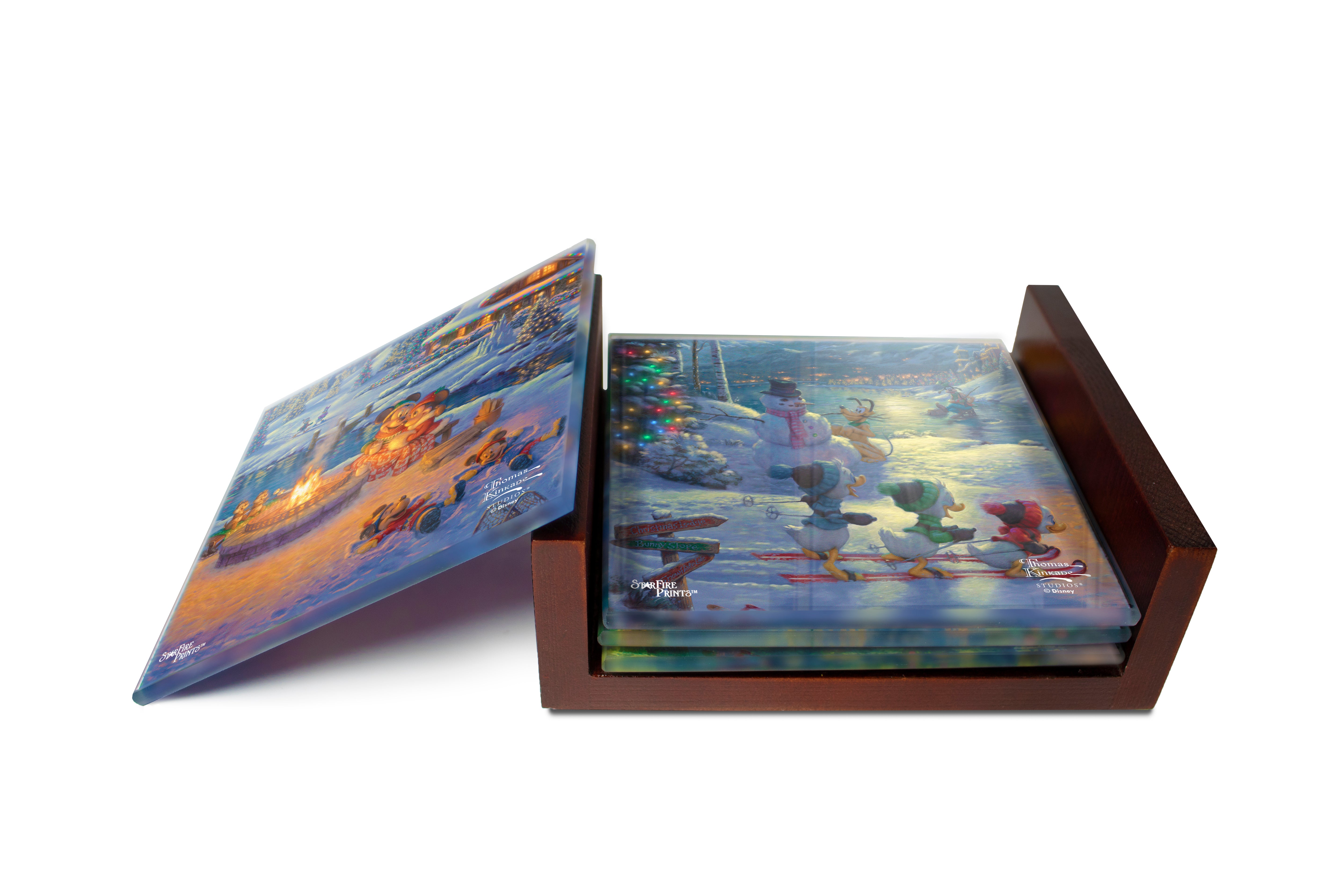 Disney (Mickey and Minnie Mouse Christmas Lodge) StarFire Prints™ Glass Coaster Set of Four SPCSTR1181