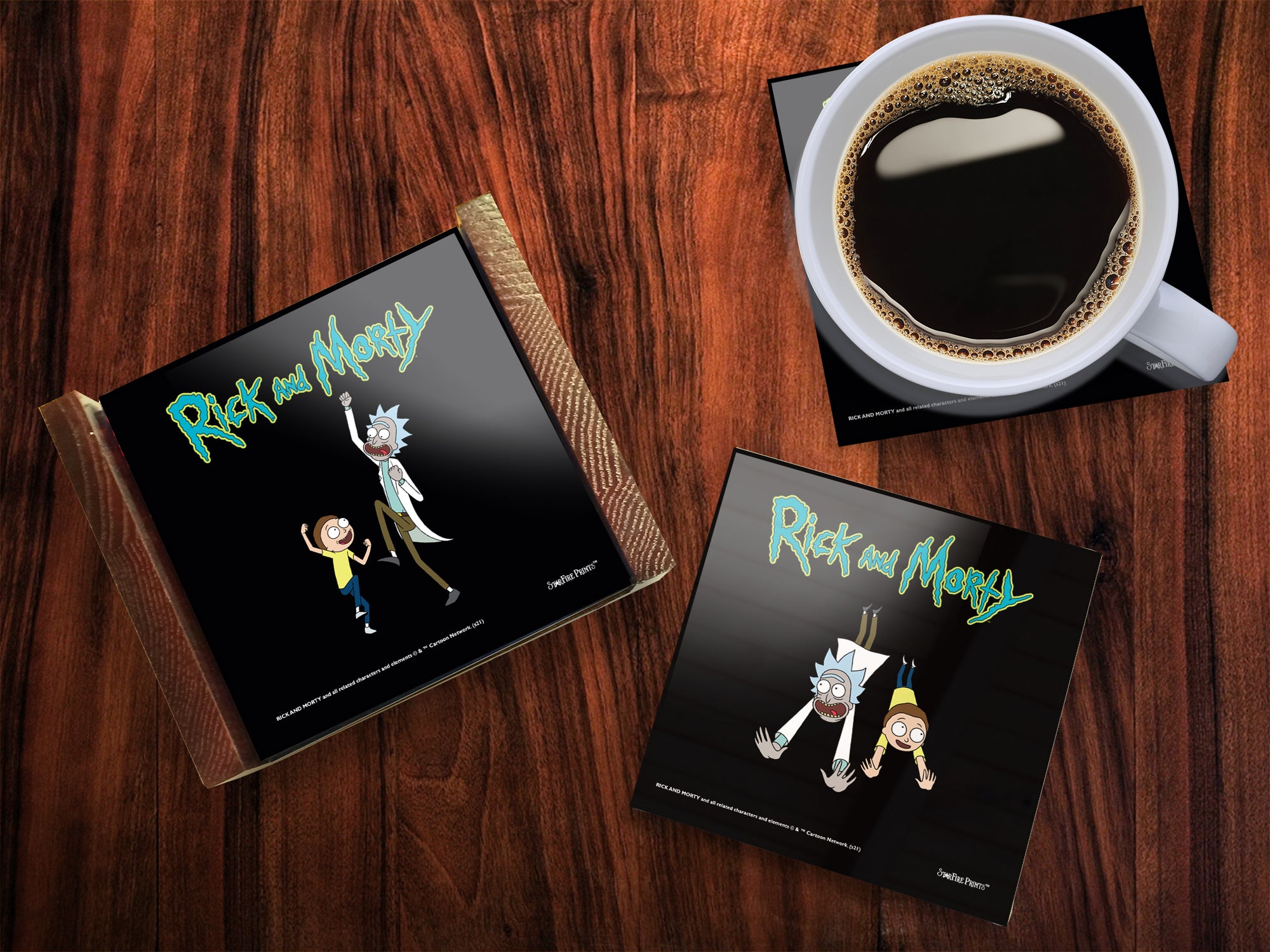 Rick and Morty (Characters) StarFire Prints™ Glass Coaster Set of Four SPCSTR1183
