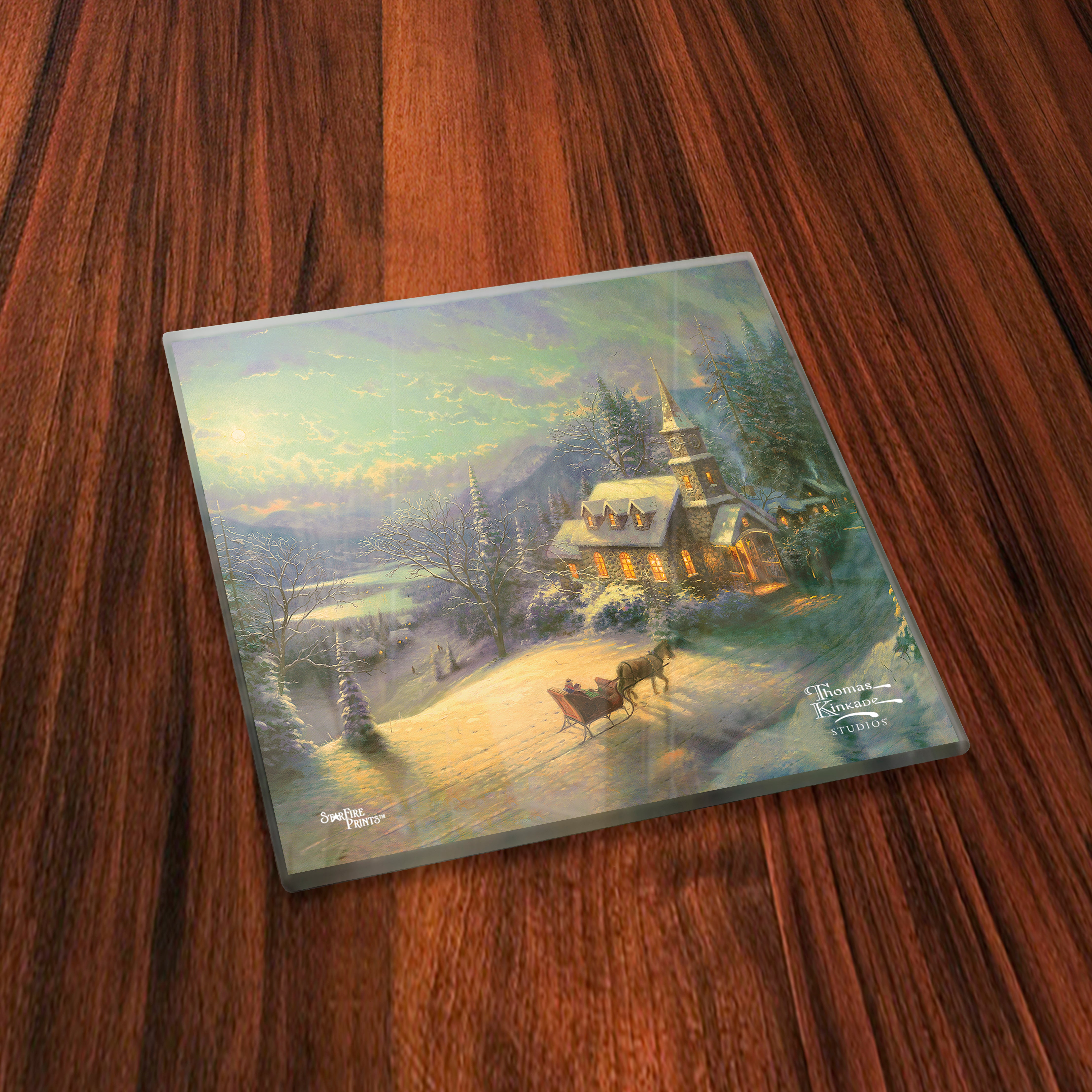 Thomas Kinkade Studios (Christmas 2021 Collection) StarFire Prints™ Glass Coaster Set of Four SPCSTR1189