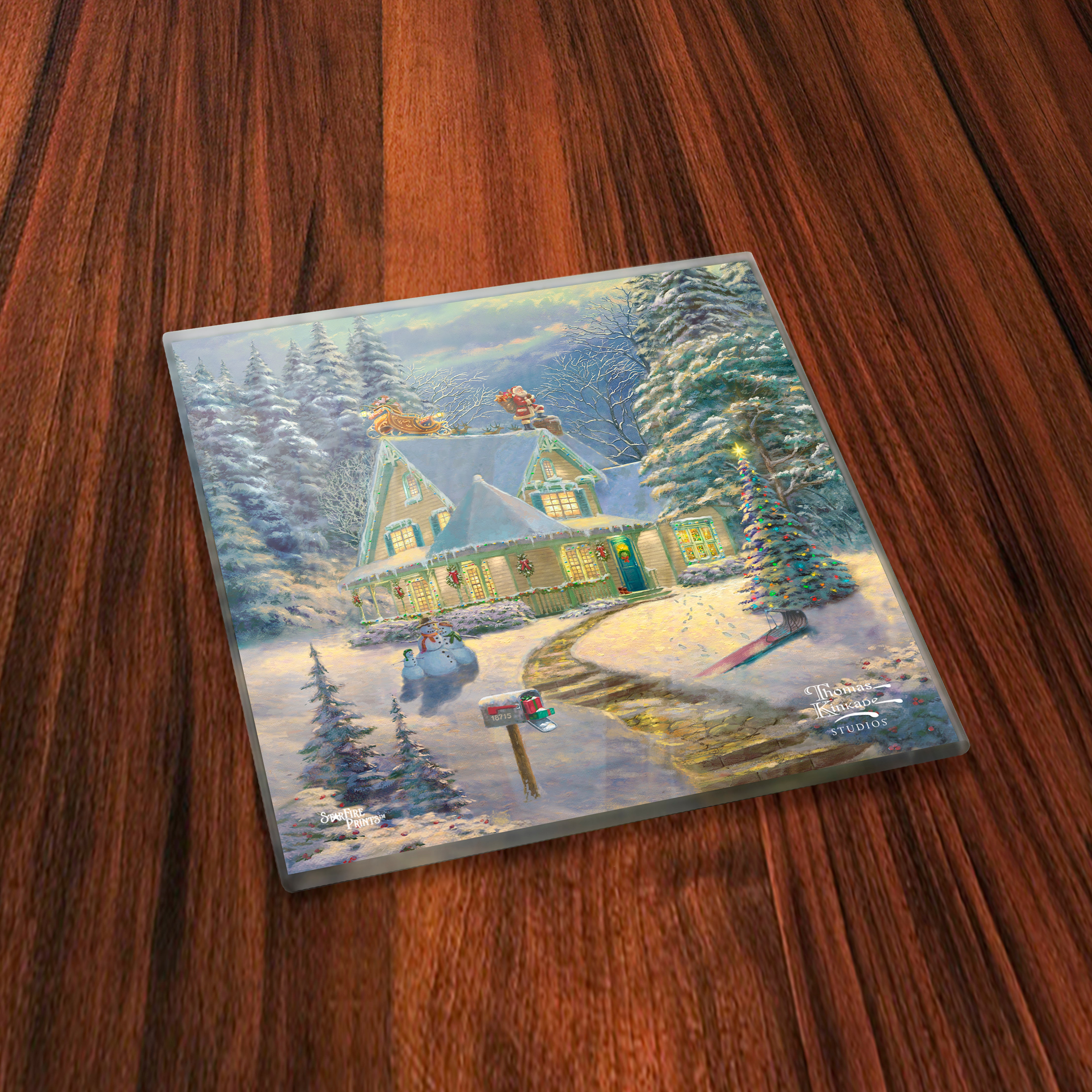 Thomas Kinkade Studios (Christmas 2021 Collection) StarFire Prints™ Glass Coaster Set of Four SPCSTR1189