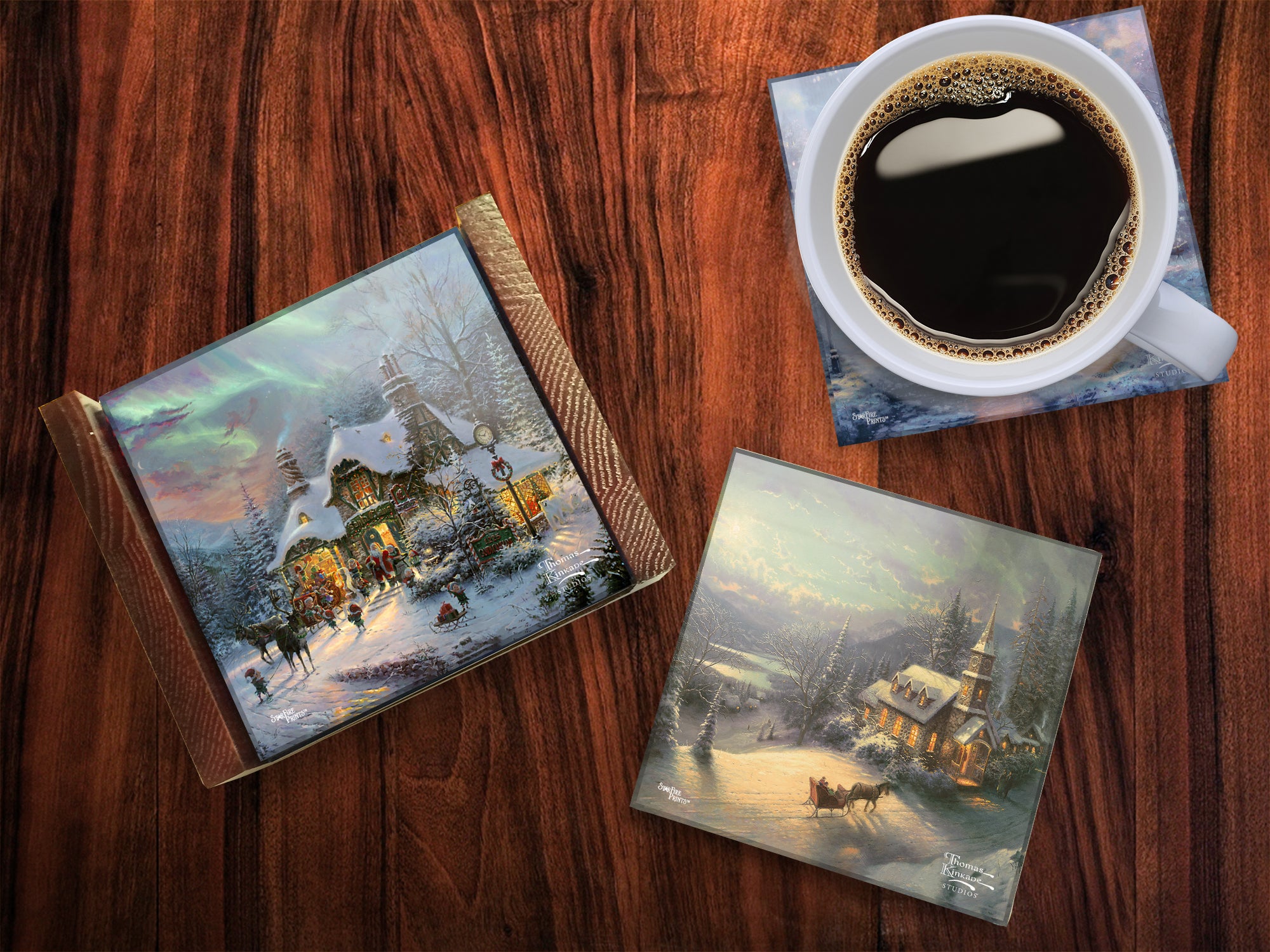 Thomas Kinkade Studios (Christmas 2021 Collection) StarFire Prints™ Glass Coaster Set of Four SPCSTR1189