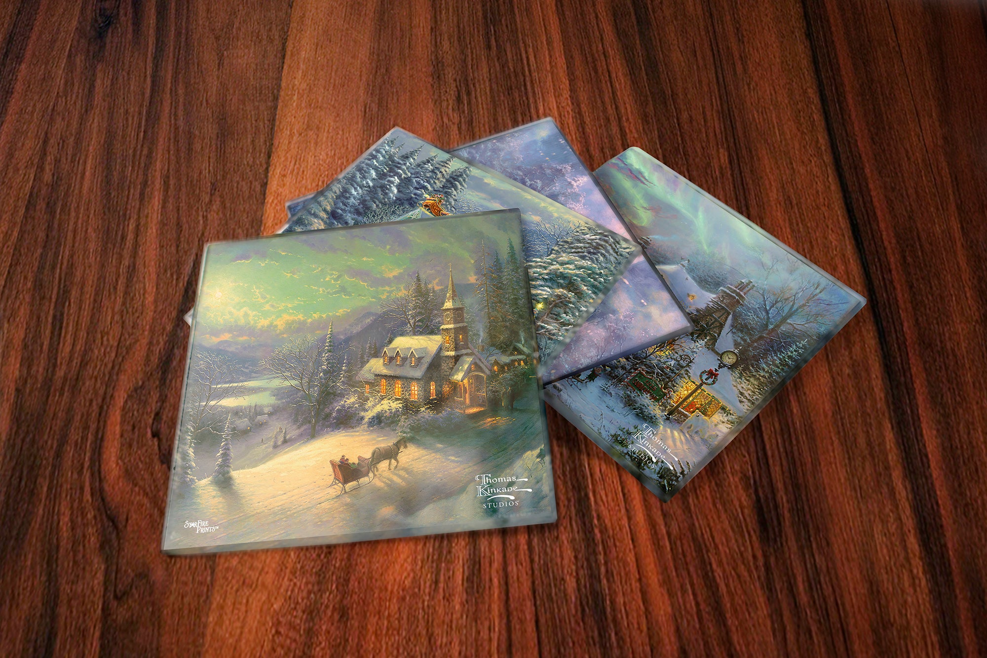 Thomas Kinkade Studios (Christmas 2021 Collection) StarFire Prints™ Glass Coaster Set of Four SPCSTR1189