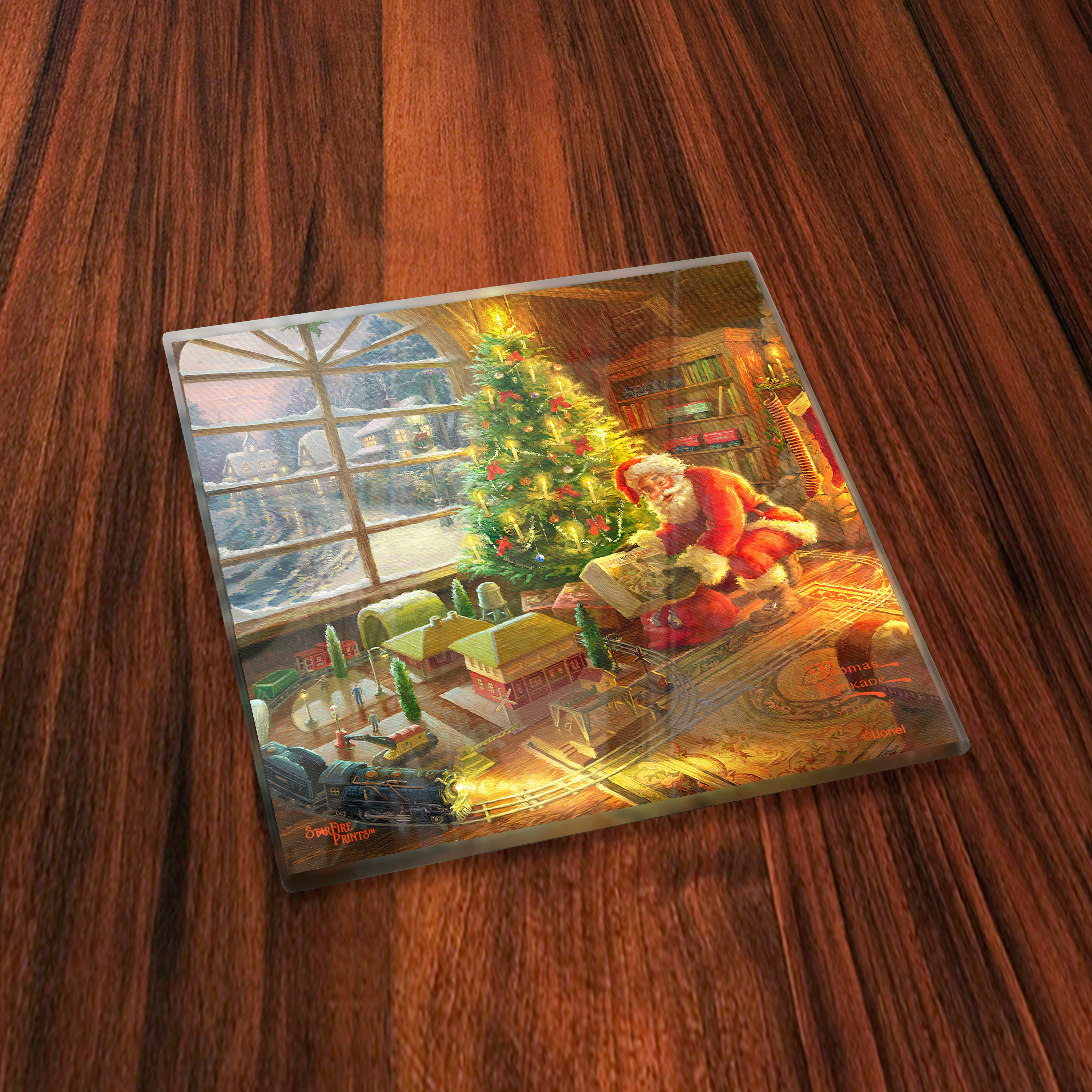 Thomas Kinkade Studios (Lionel Train Christmas) StarFire Prints™ Glass Coaster Set of Four SPCSTR1217