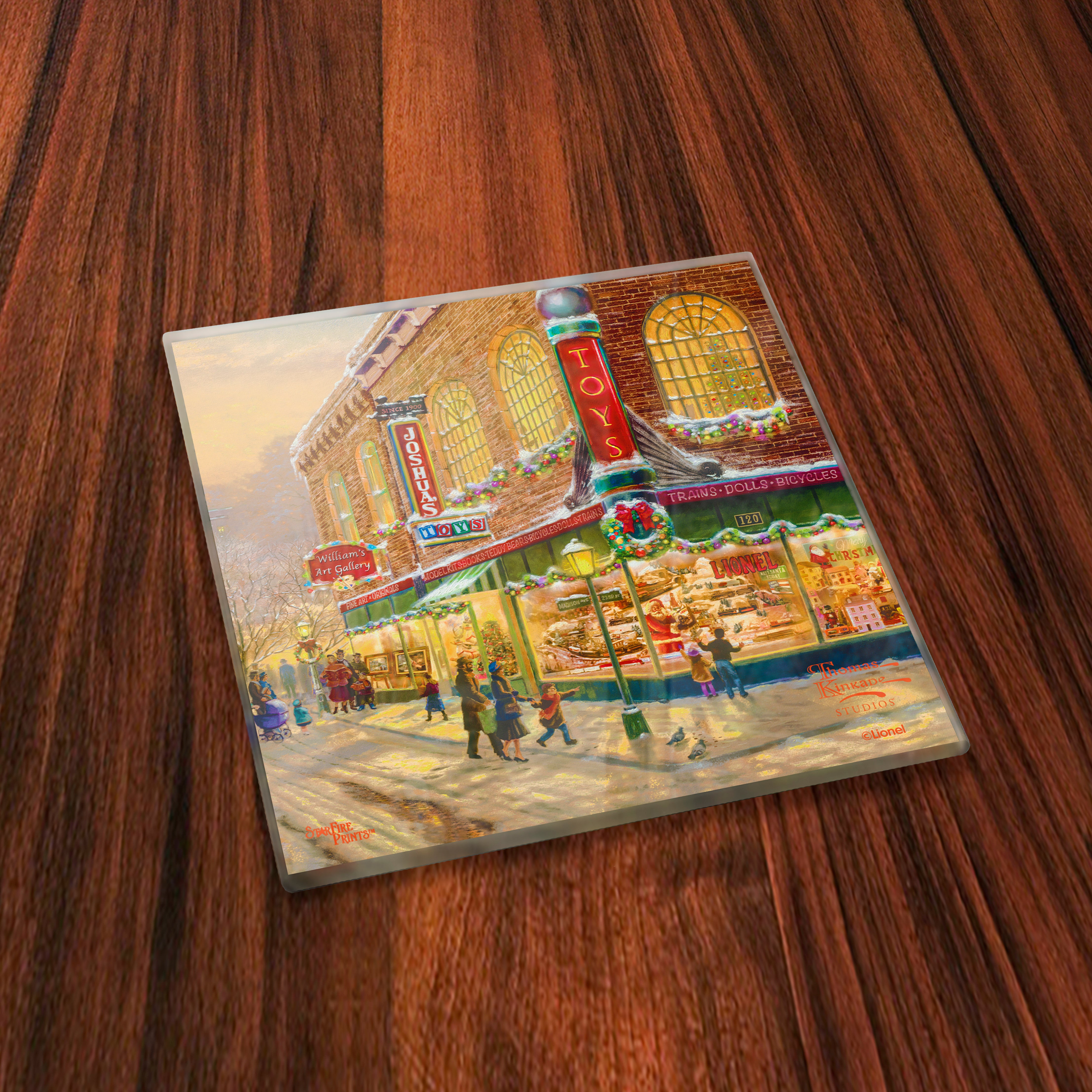 Thomas Kinkade Studios (Lionel Train Christmas) StarFire Prints™ Glass Coaster Set of Four SPCSTR1217