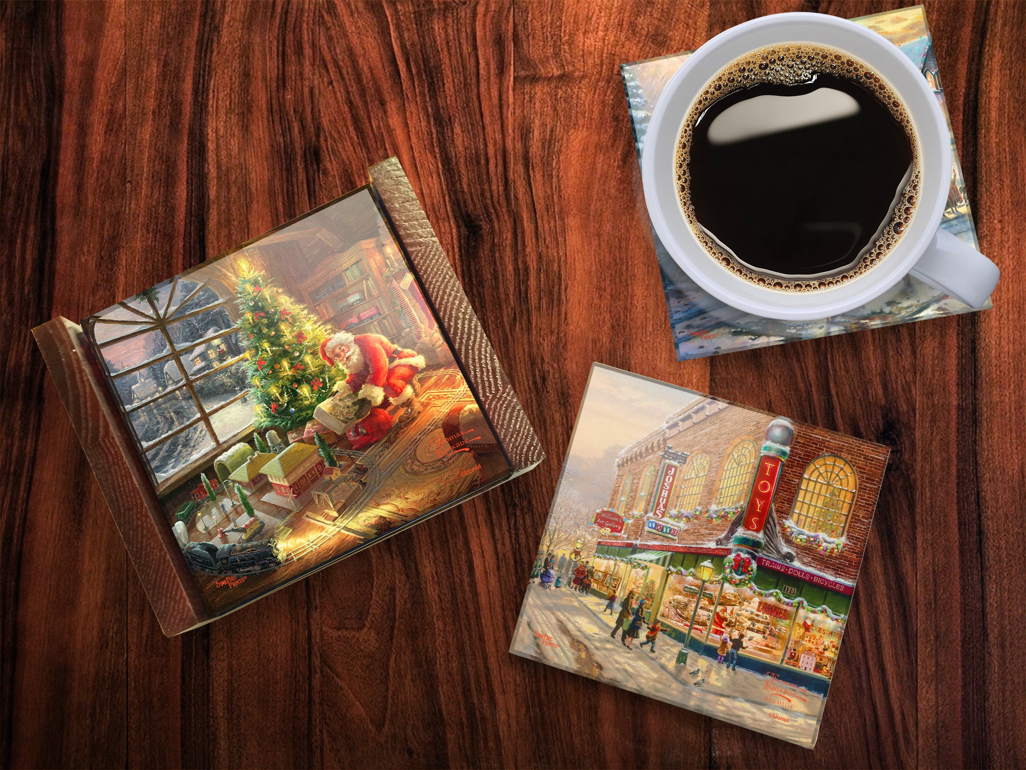 Thomas Kinkade Studios (Lionel Train Christmas) StarFire Prints™ Glass Coaster Set of Four SPCSTR1217