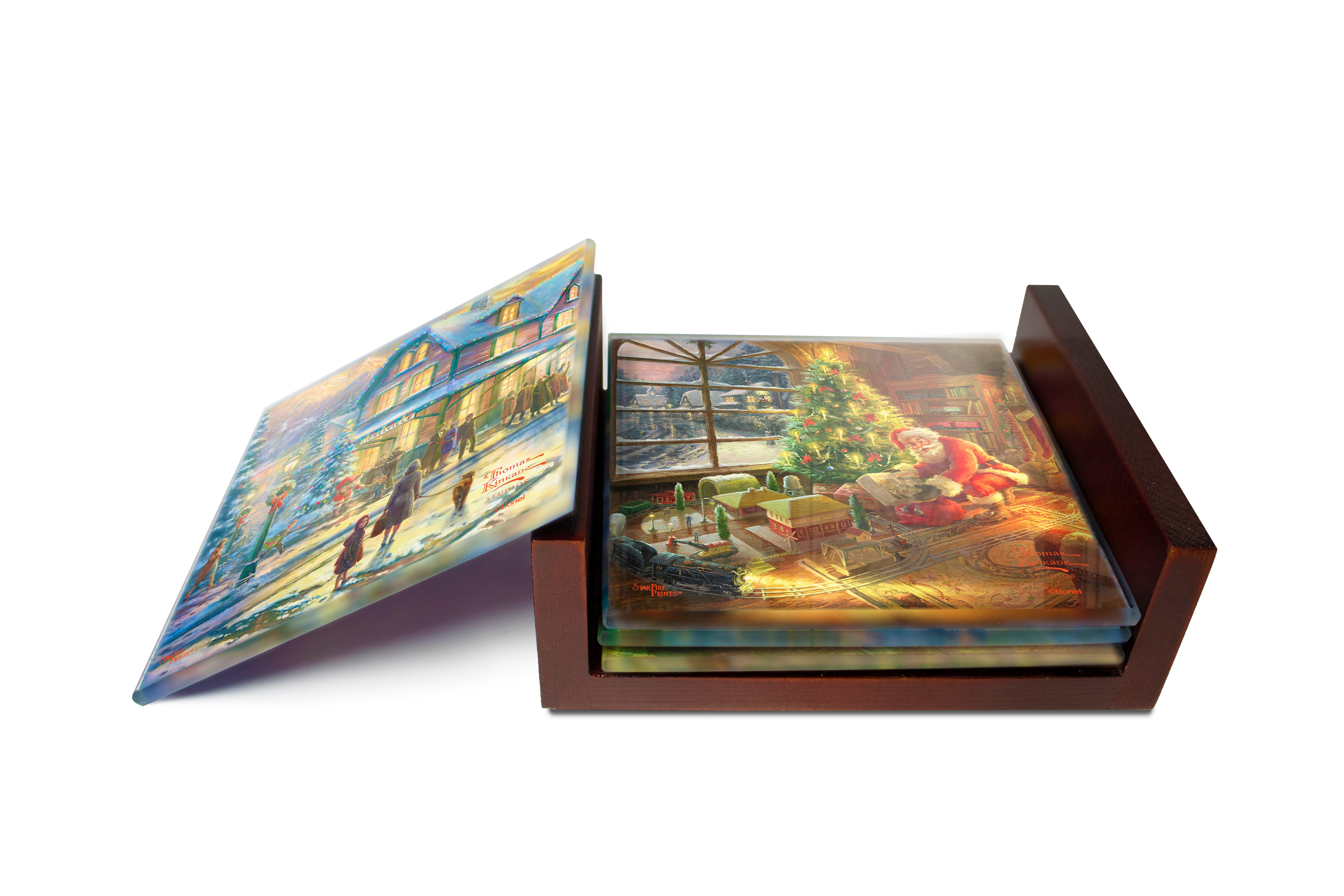 Thomas Kinkade Studios (Lionel Train Christmas) StarFire Prints™ Glass Coaster Set of Four SPCSTR1217