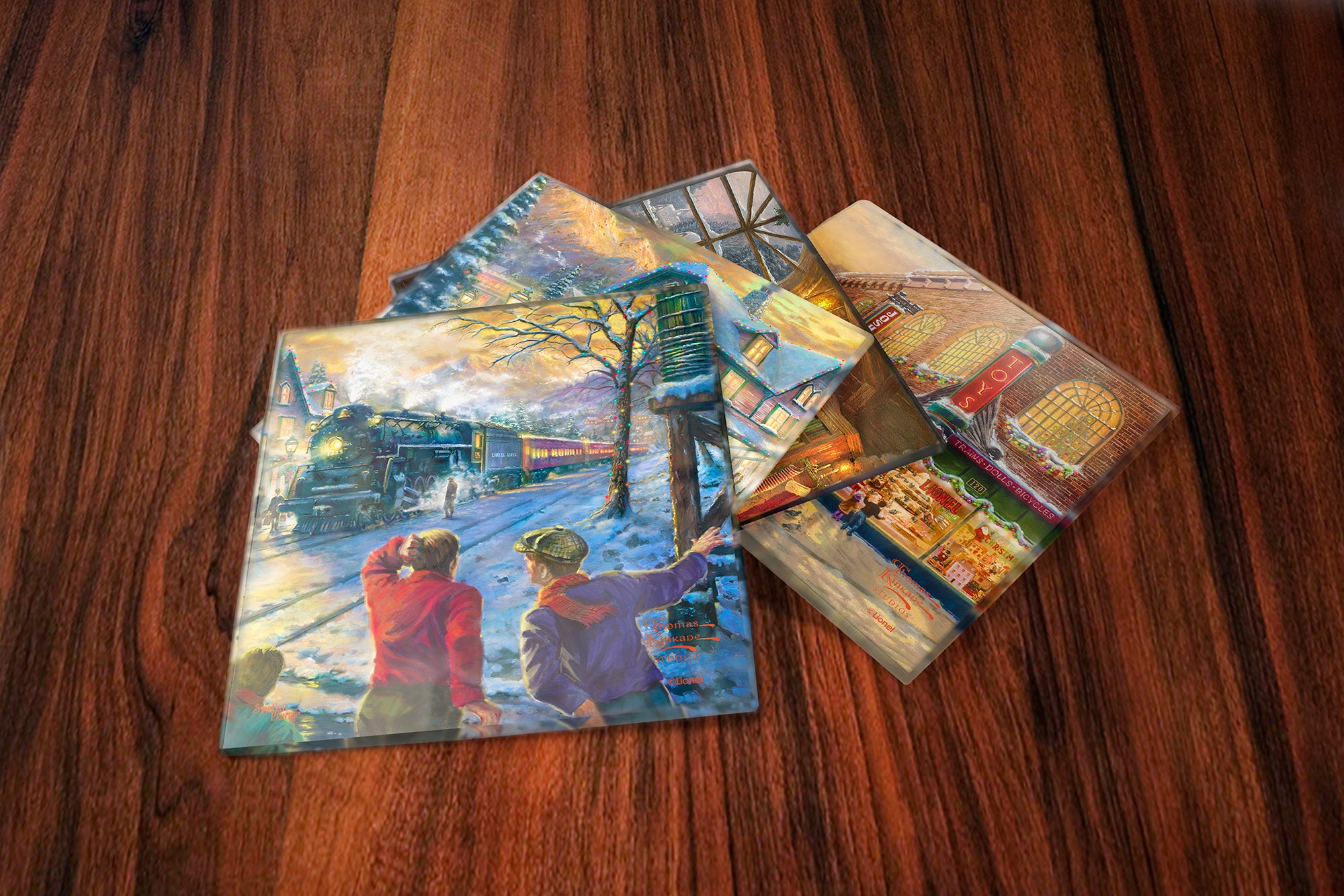 Thomas Kinkade Studios (Lionel Train Christmas) StarFire Prints™ Glass Coaster Set of Four SPCSTR1217