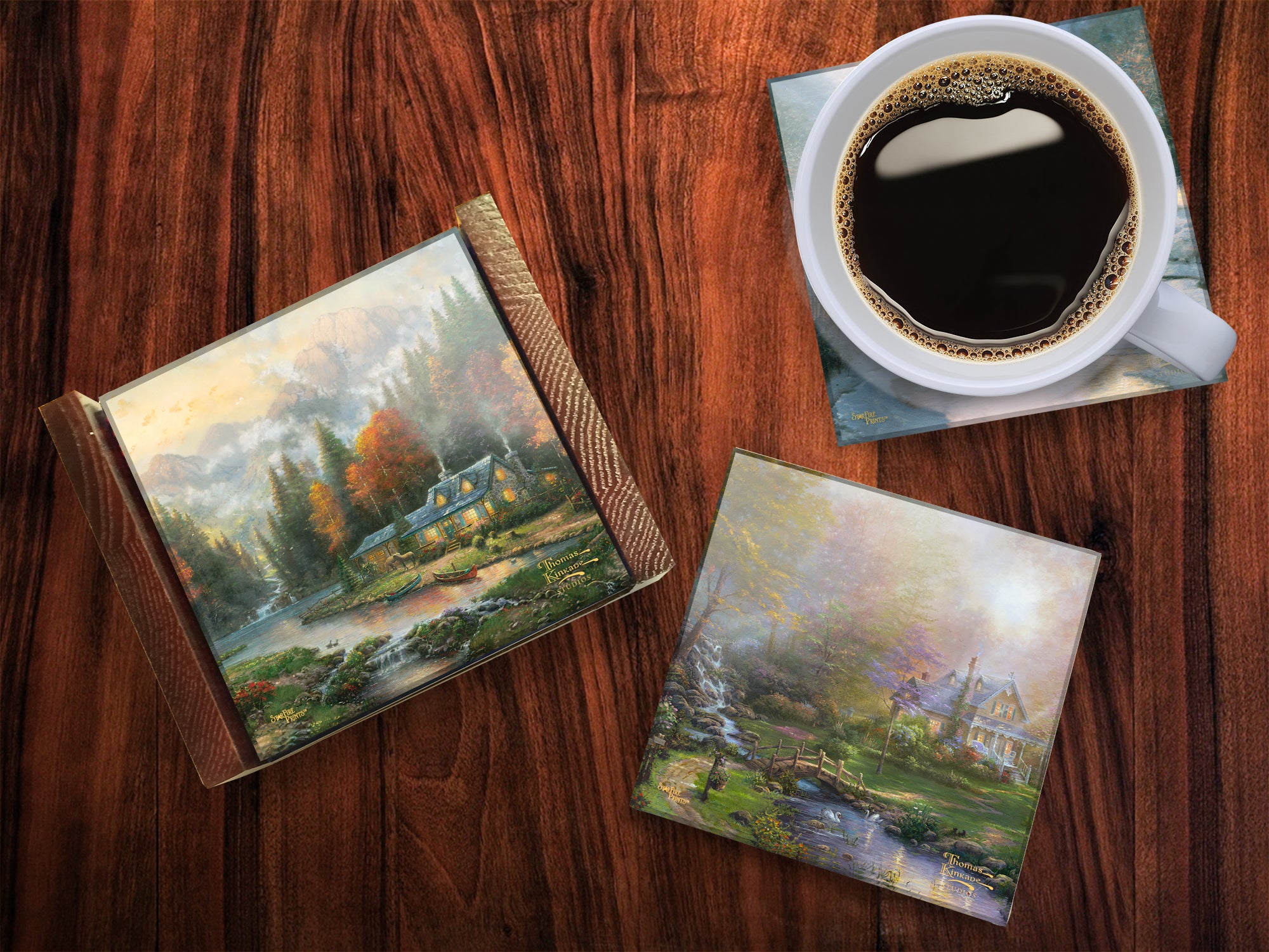 Thomas Kinkade Studios (Seasons Scenes) StarFire Prints™ Glass Coaster Set of Four SPCSTR1219