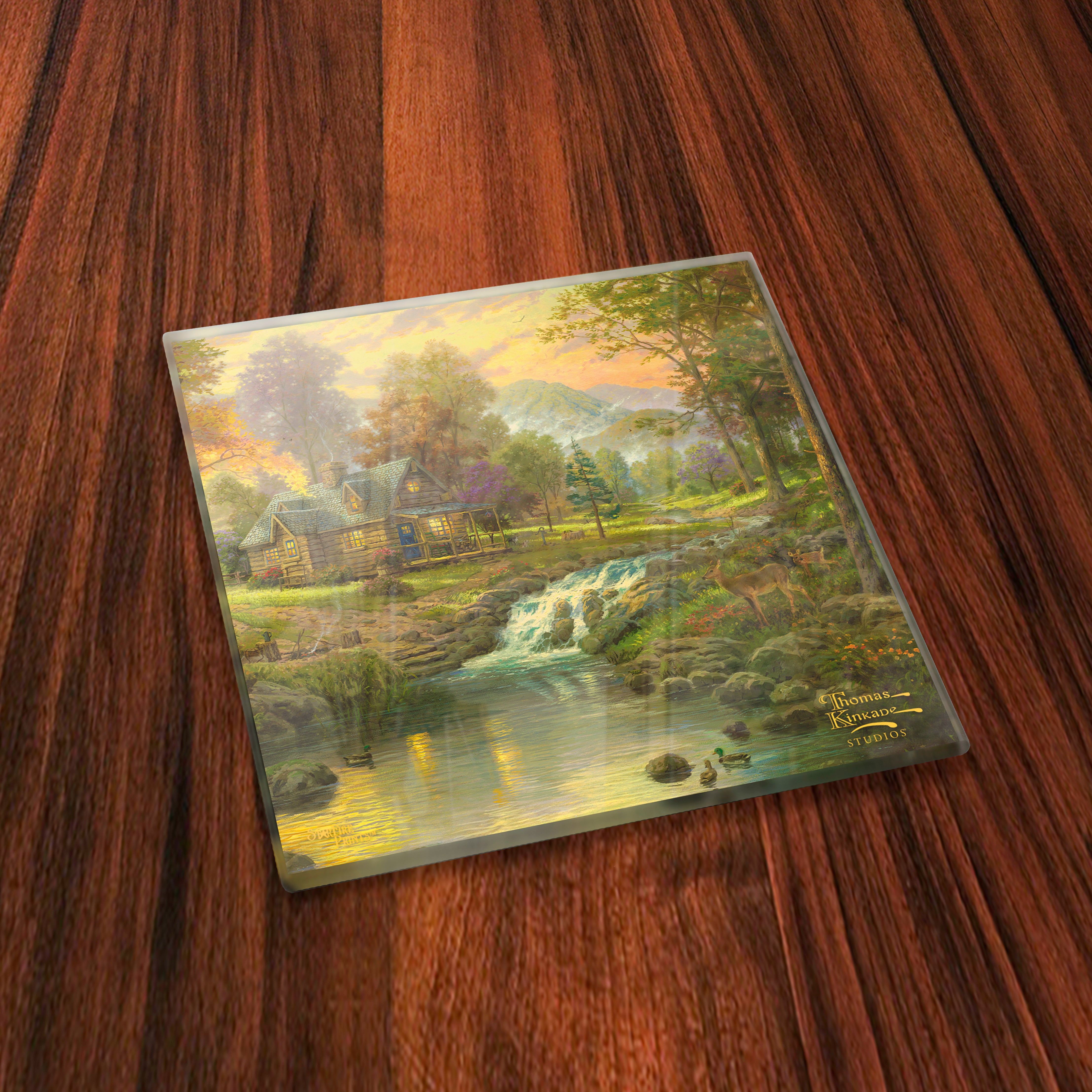 Thomas Kinkade Studios (Mountain Scenes) StarFire Prints™ Glass Coaster Set of Four SPCSTR1220