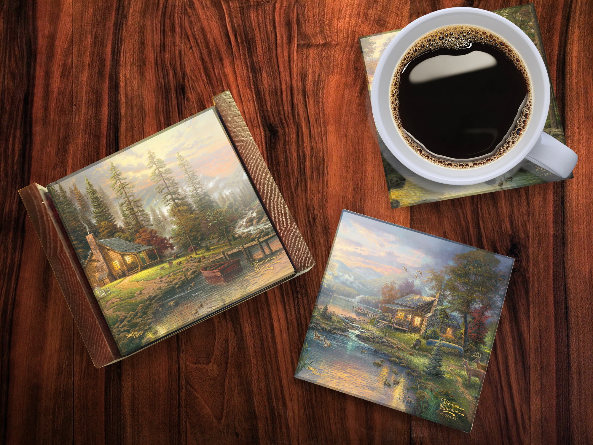 Thomas Kinkade Studios (Mountain Scenes) StarFire Prints™ Glass Coaster Set of Four SPCSTR1220