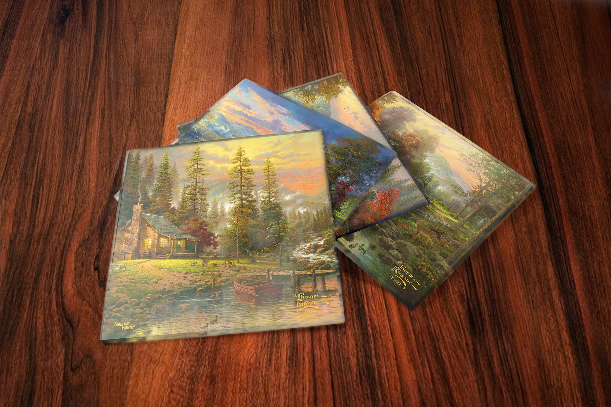 Thomas Kinkade Studios (Mountain Scenes) StarFire Prints™ Glass Coaster Set of Four SPCSTR1220