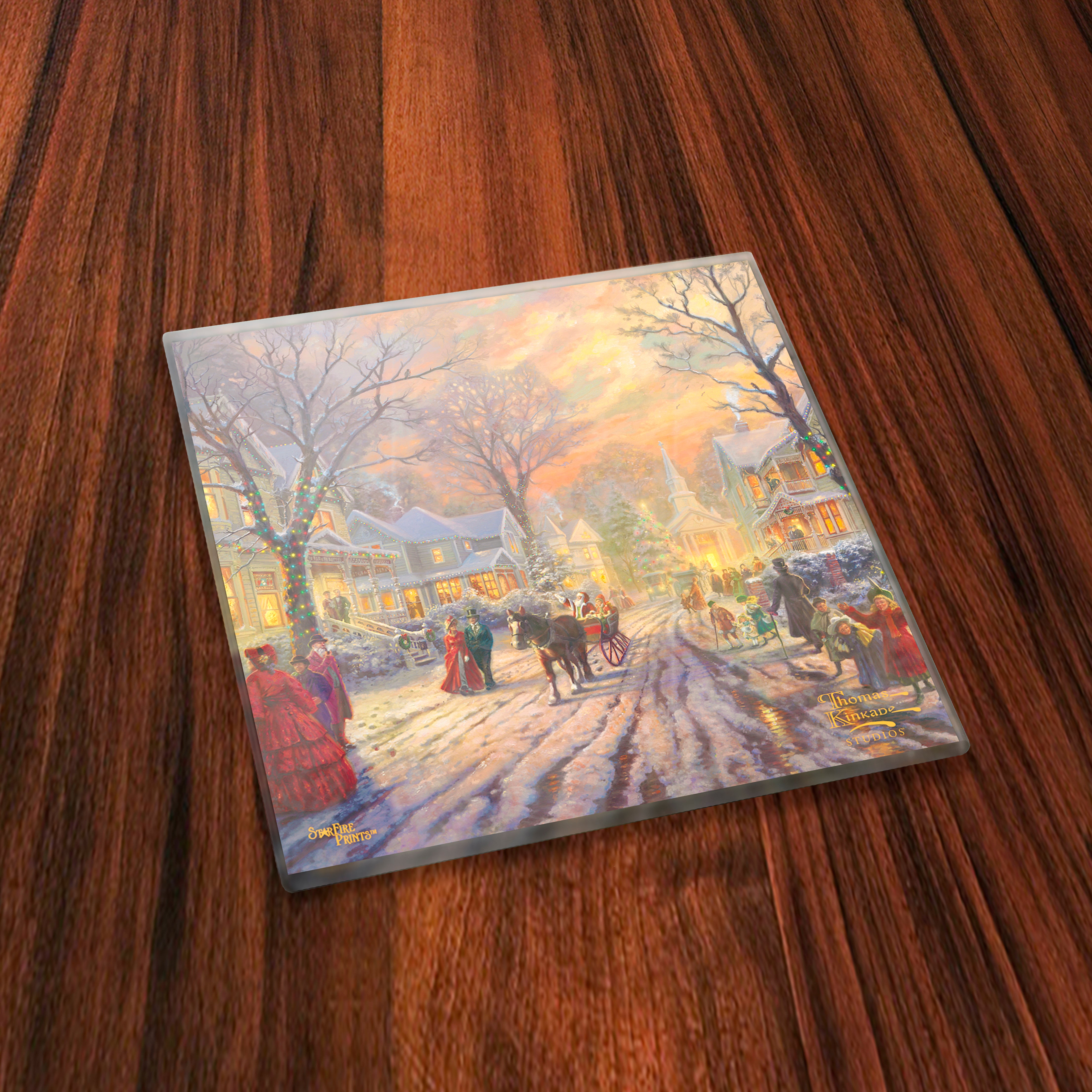 Thomas Kinkade Studios (Christmas Scenes) StarFire Prints™ Glass Coaster Set of Four SPCSTR1221
