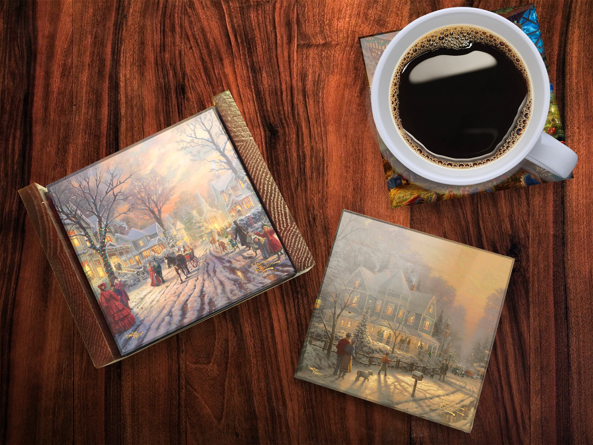 Thomas Kinkade Studios (Christmas Scenes) StarFire Prints™ Glass Coaster Set of Four SPCSTR1221