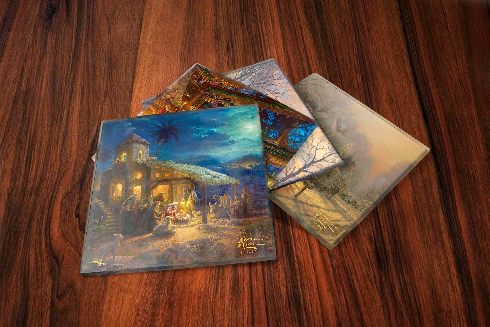Thomas Kinkade Studios (Christmas Scenes) StarFire Prints™ Glass Coaster Set of Four SPCSTR1221