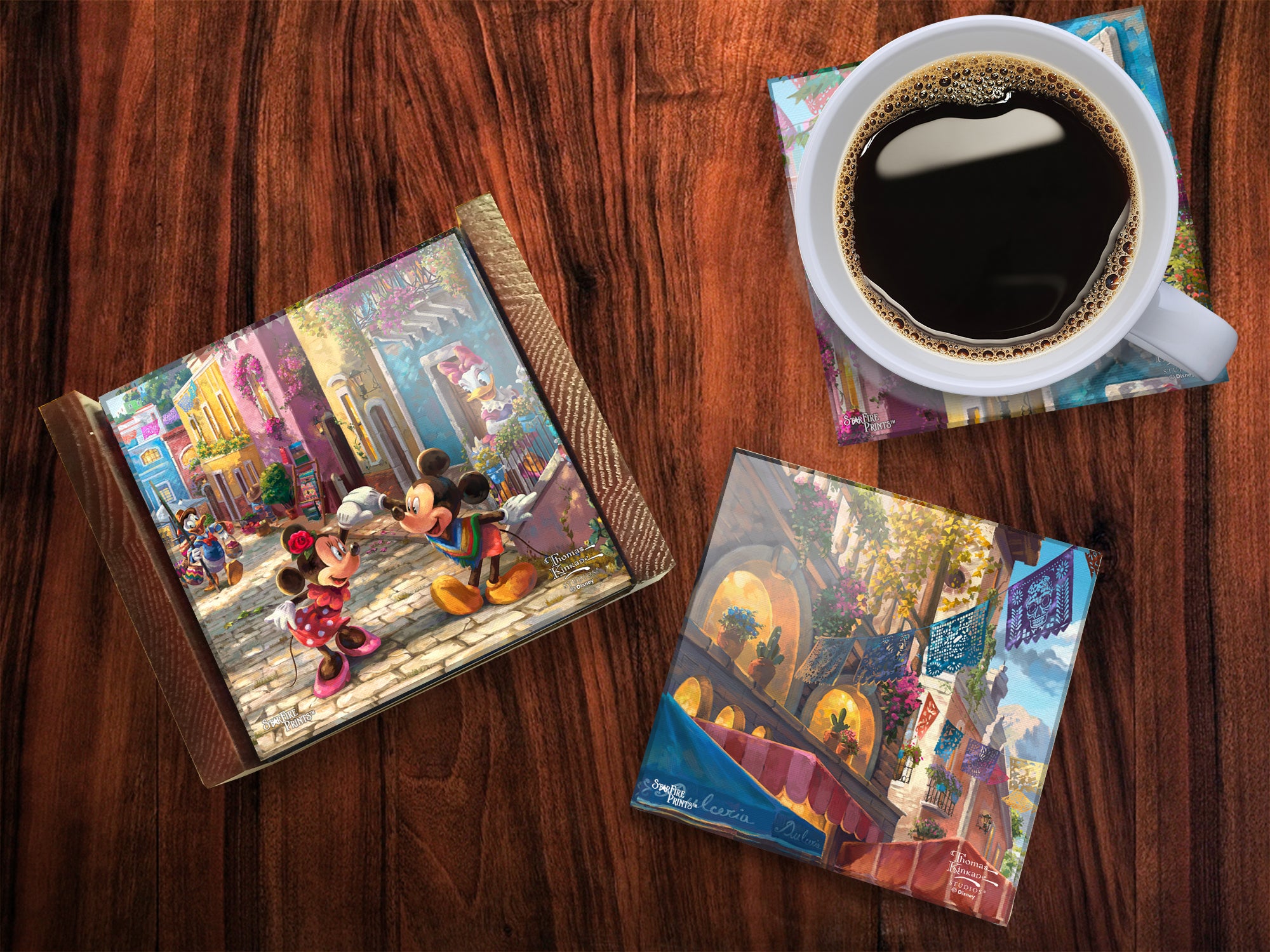 Disney (Mickey and Minnie Mouse in Mexico) StarFire Prints™ Glass Coaster Set of Four SPCSTR1225