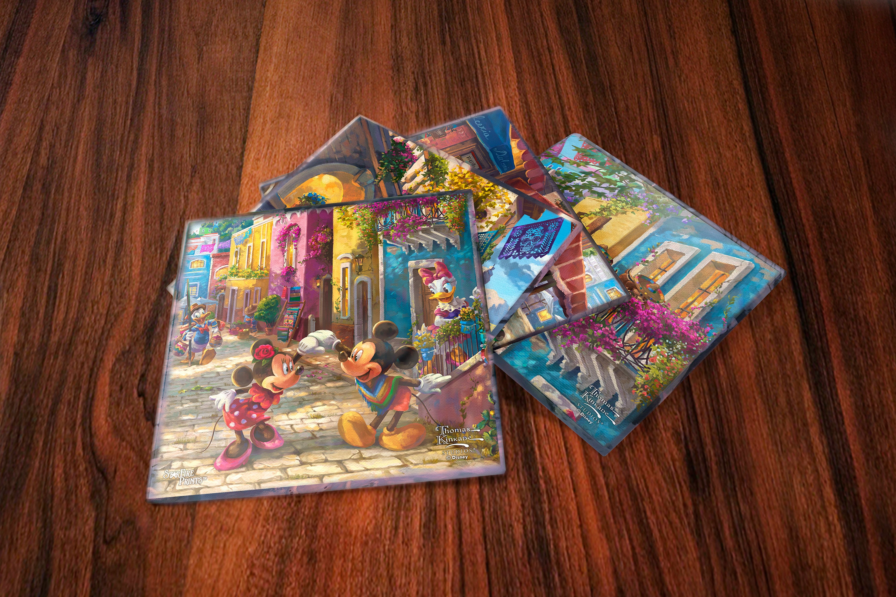 Disney (Mickey and Minnie Mouse in Mexico) StarFire Prints™ Glass Coaster Set of Four SPCSTR1225
