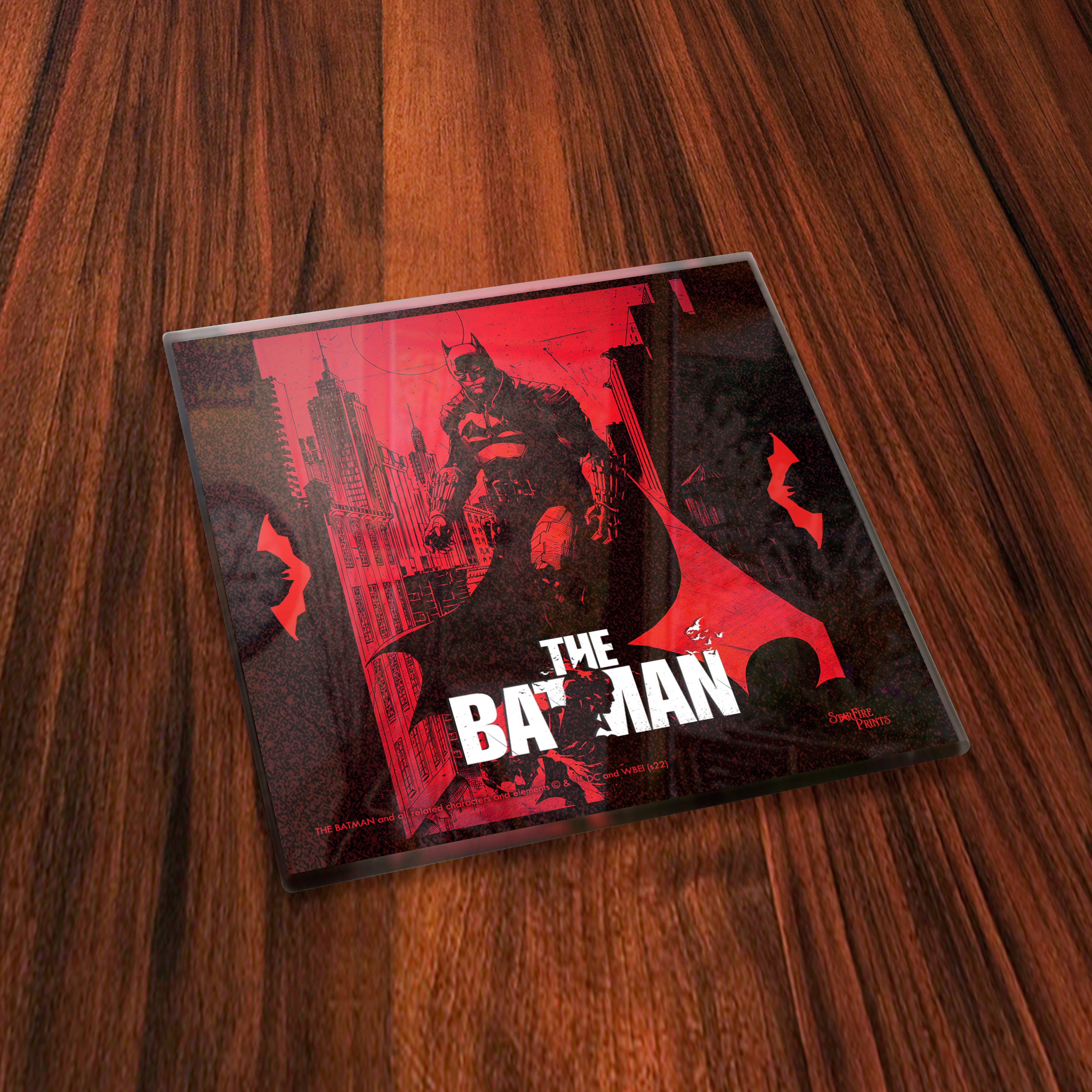 The Batman (Red Minimalistic) StarFire Prints™ Glass Coaster Print Set SPCSTR1256