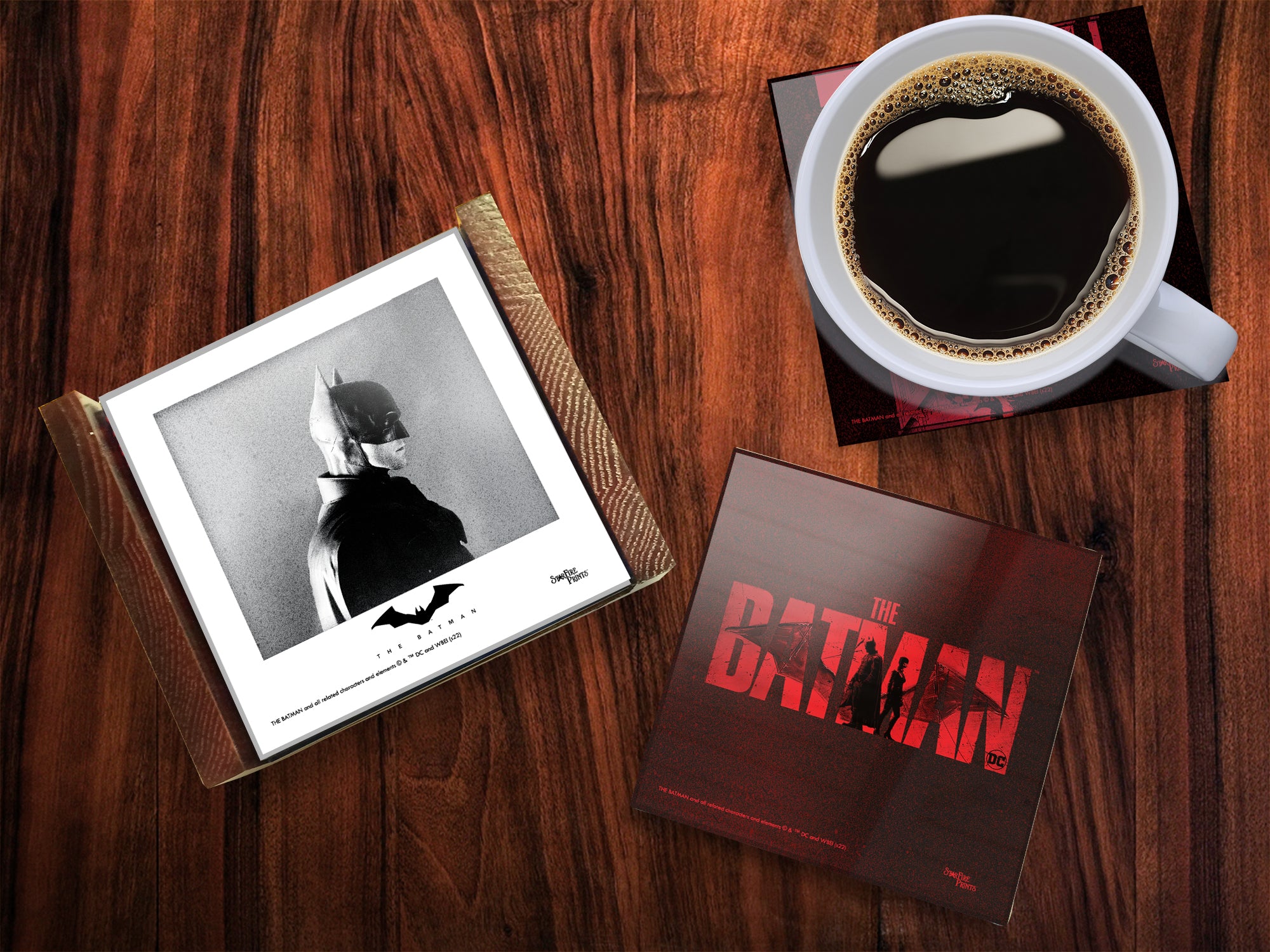 The Batman (Red Minimalistic) StarFire Prints™ Glass Coaster Print Set SPCSTR1256