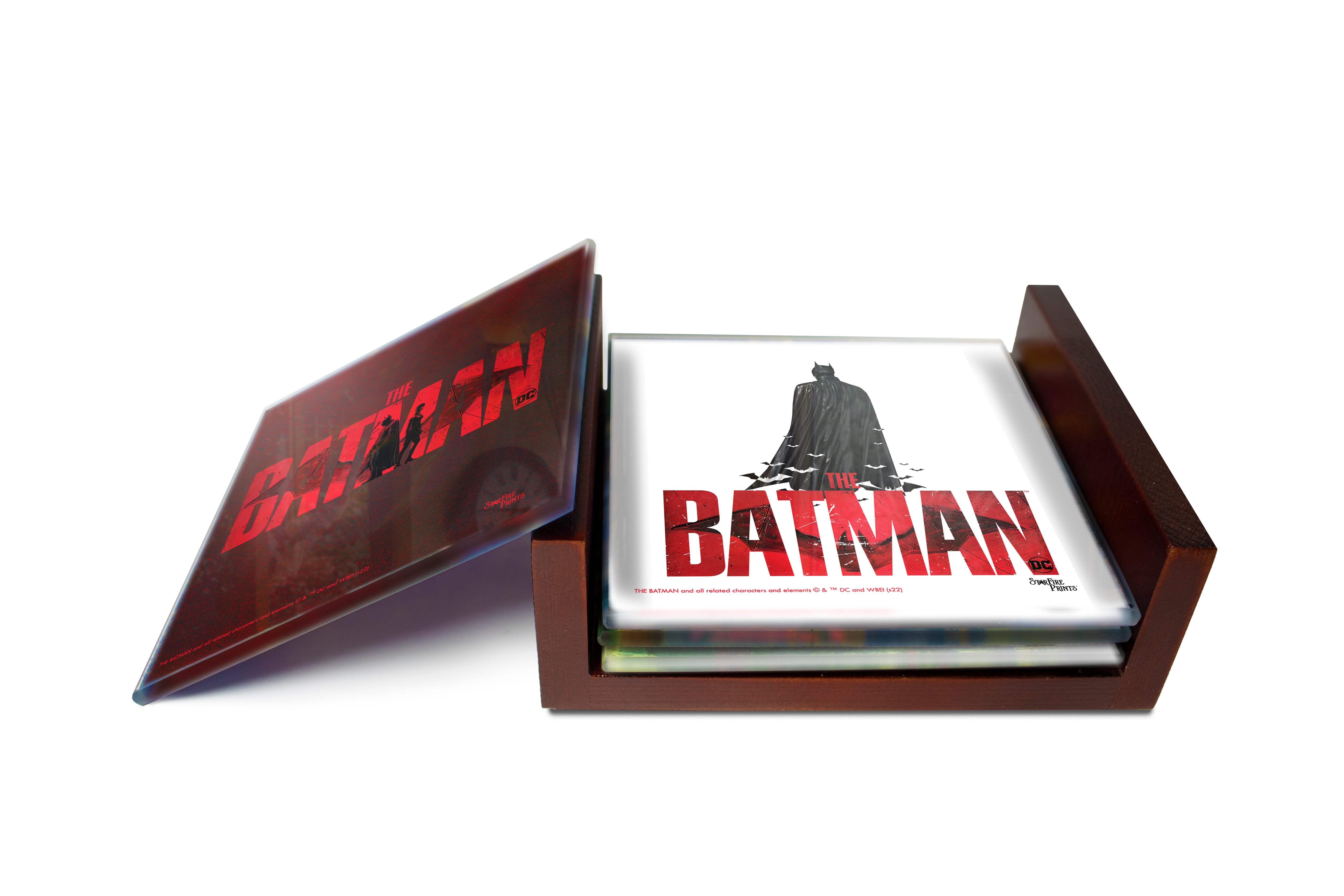 The Batman (Red Minimalistic) StarFire Prints™ Glass Coaster Print Set SPCSTR1256
