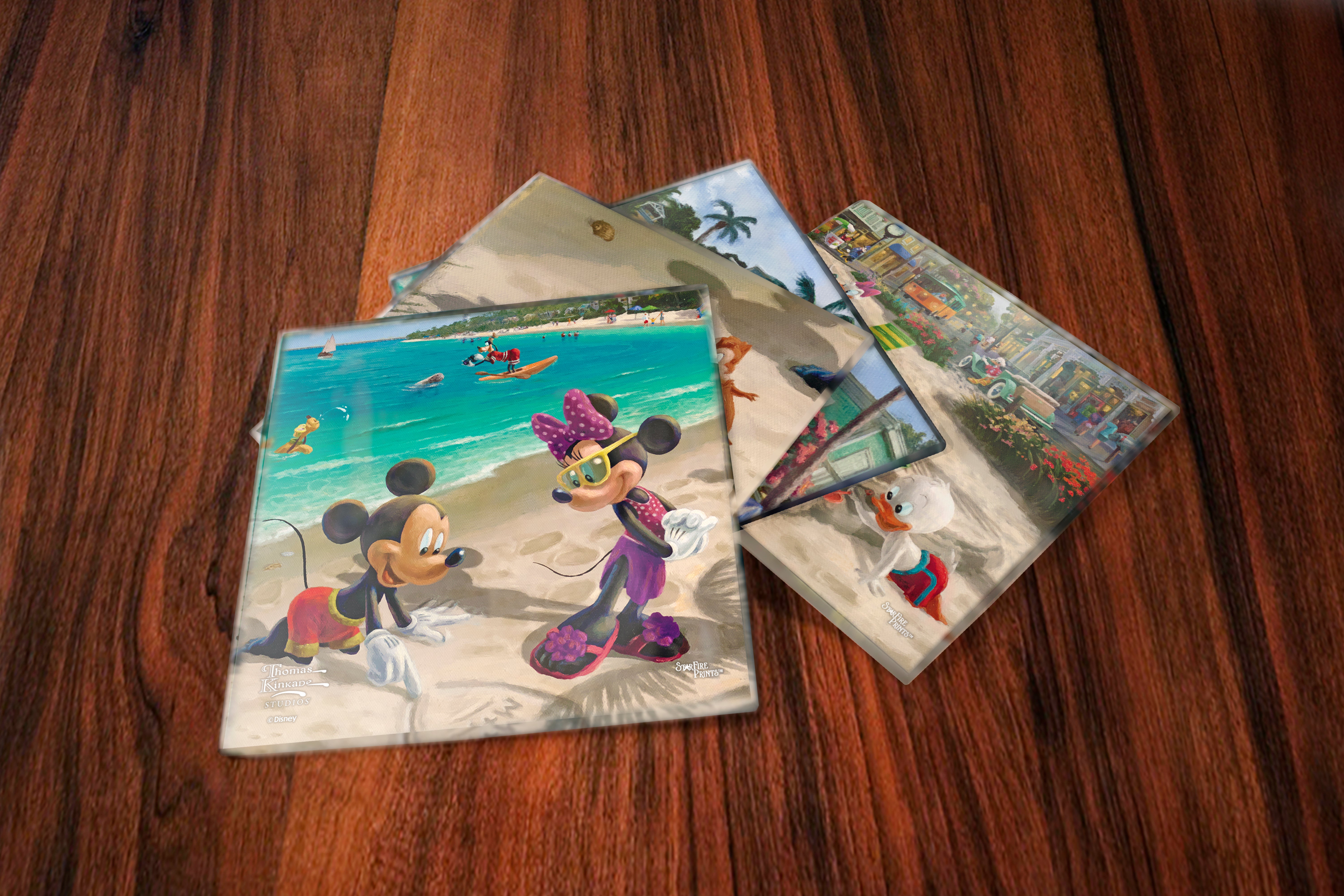 Disney (Mickey and Minnie Mouse in Florida) StarFire Prints™ Glass Coaster Set of Four SPCSTR1264