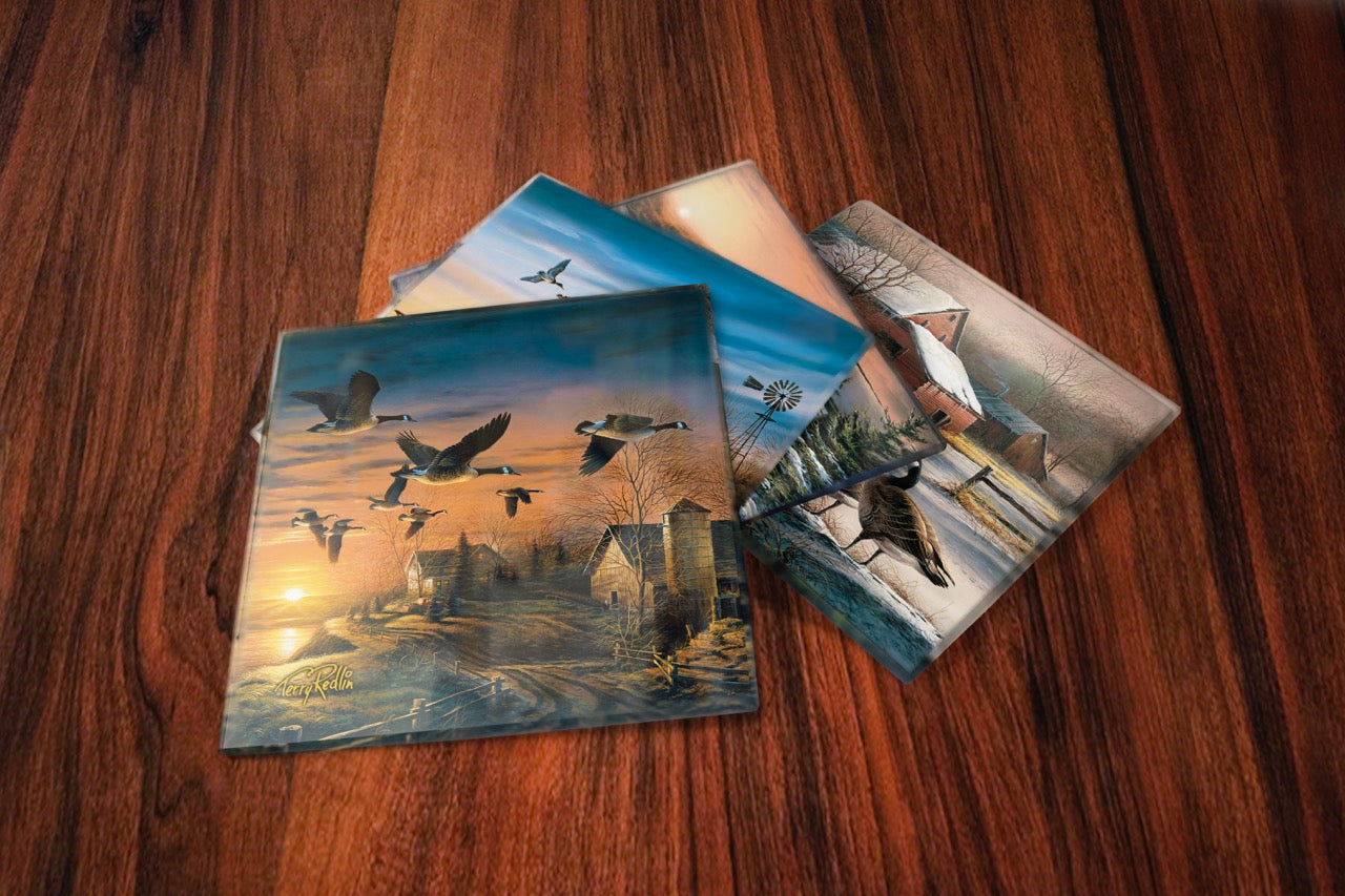 Wild Wings (Sunsets and Birds) StarFire Prints™ Glass Coaster Set of Four SPCSTR1303