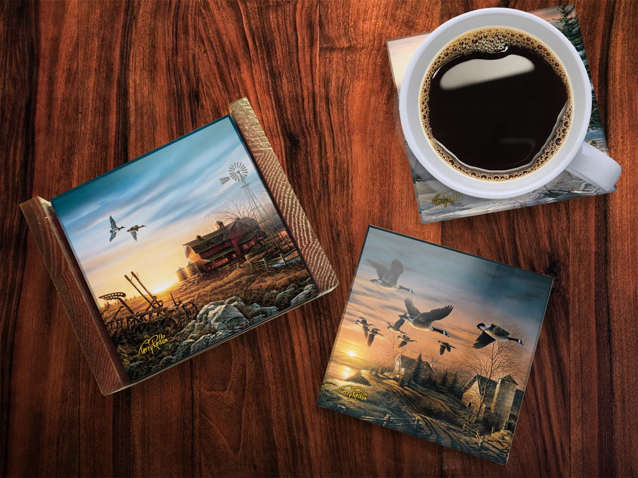 Wild Wings (Sunsets and Birds) StarFire Prints™ Glass Coaster Set of Four SPCSTR1303