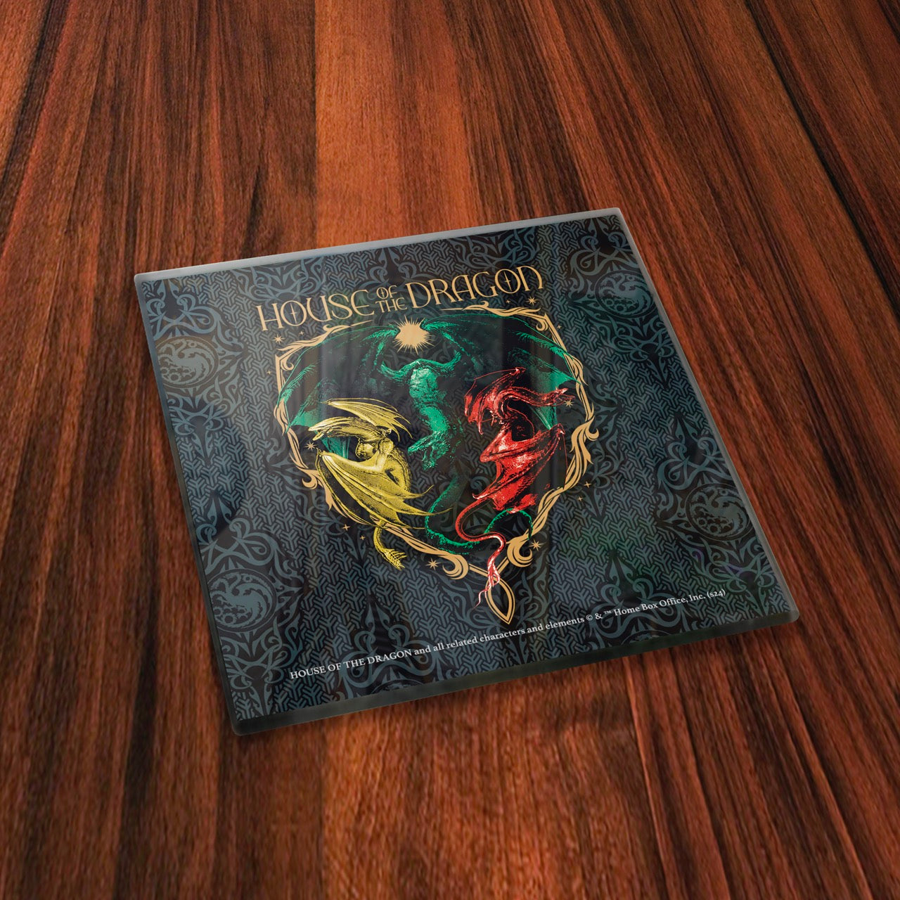 House of the Dragon (Black Vs Green) StarFire Prints™ Glass Coaster Set of Four SPCSTR1320