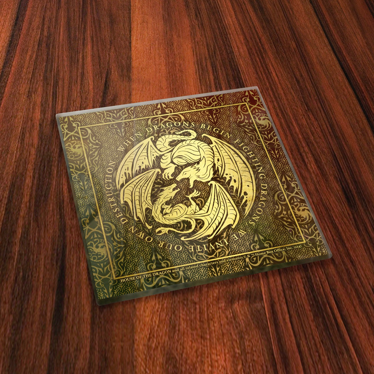 House of the Dragon (Black Vs Green) StarFire Prints™ Glass Coaster Set of Four SPCSTR1320