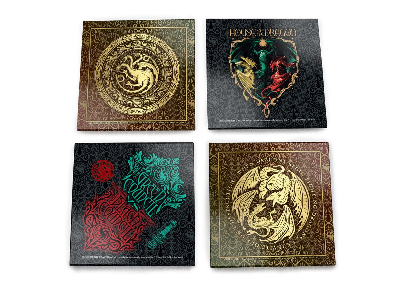 House of the Dragon (Black Vs Green) StarFire Prints™ Glass Coaster Set of Four SPCSTR1320