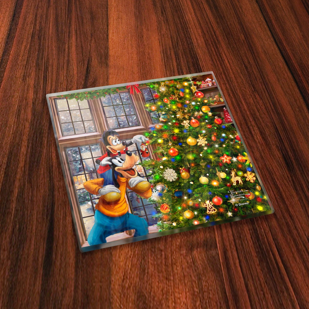 Disney (Micky and Minnie Trimming the Tree) StarFire Prints™ Glass Coaster Set of Four SPCSTR1324