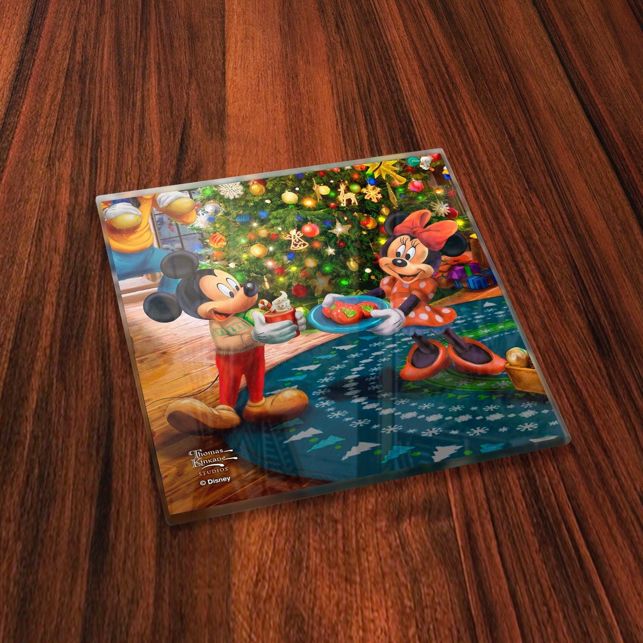 Disney (Micky and Minnie Trimming the Tree) StarFire Prints™ Glass Coaster Set of Four SPCSTR1324