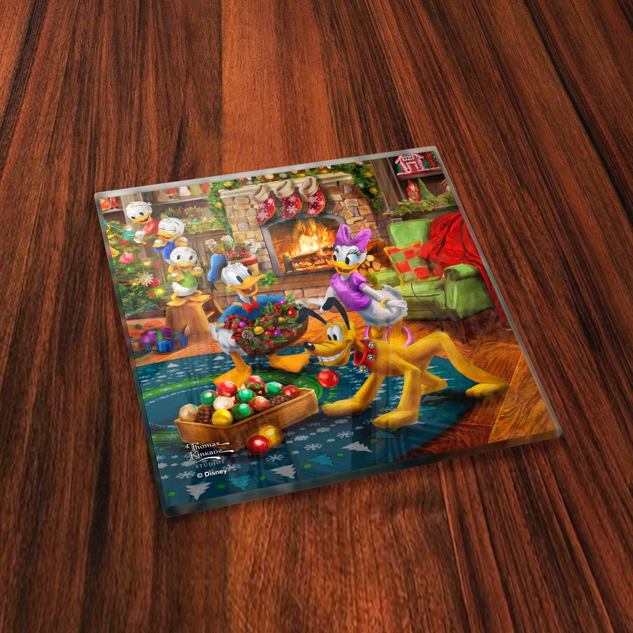 Disney (Micky and Minnie Trimming the Tree) StarFire Prints™ Glass Coaster Set of Four SPCSTR1324