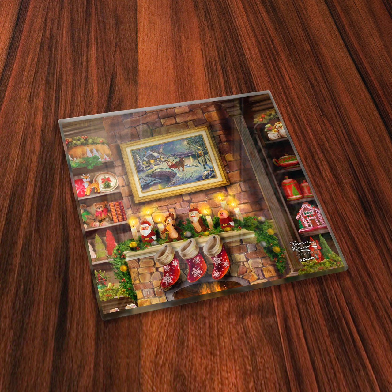 Disney (Micky and Minnie Trimming the Tree) StarFire Prints™ Glass Coaster Set of Four SPCSTR1324