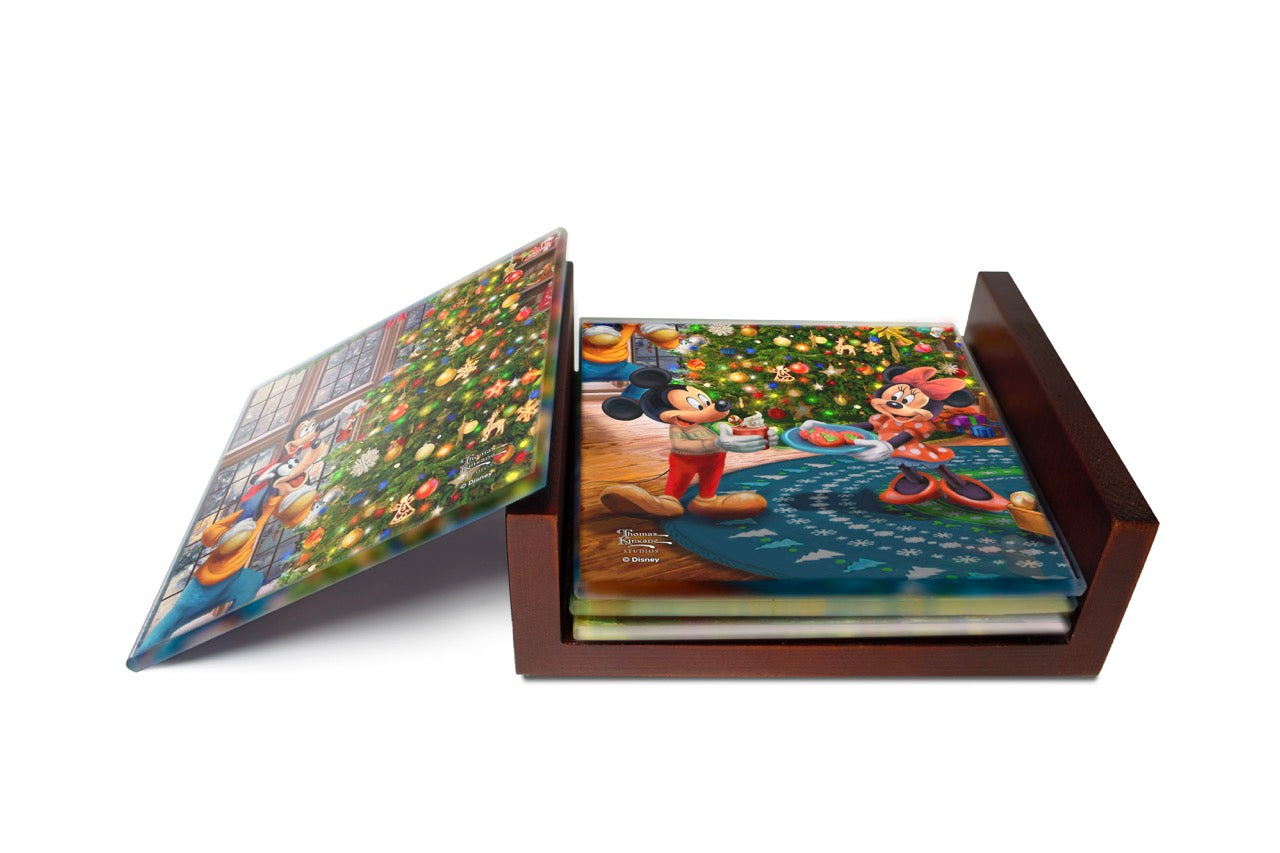Disney (Micky and Minnie Trimming the Tree) StarFire Prints™ Glass Coaster Set of Four SPCSTR1324