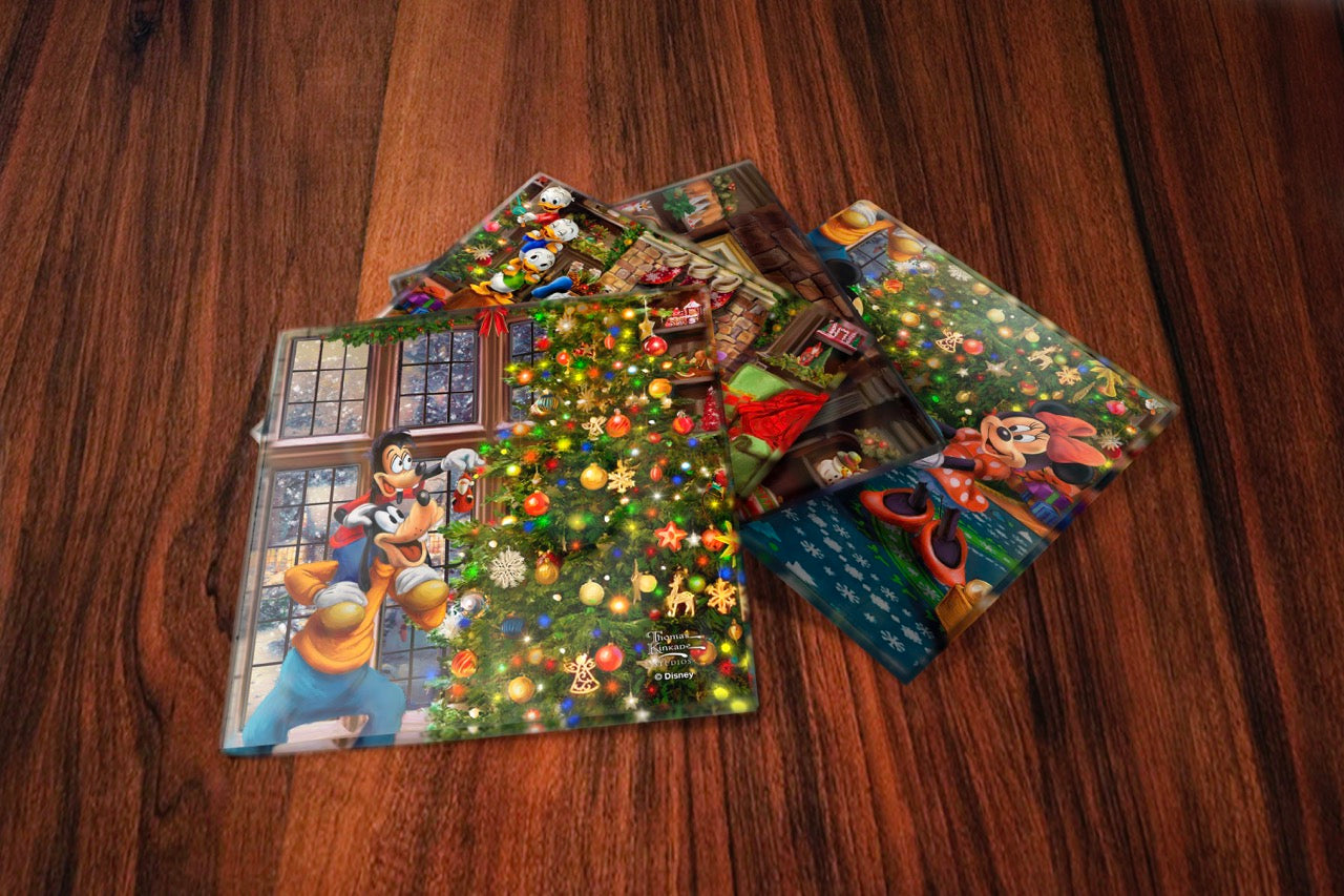 Disney (Micky and Minnie Trimming the Tree) StarFire Prints™ Glass Coaster Set of Four SPCSTR1324