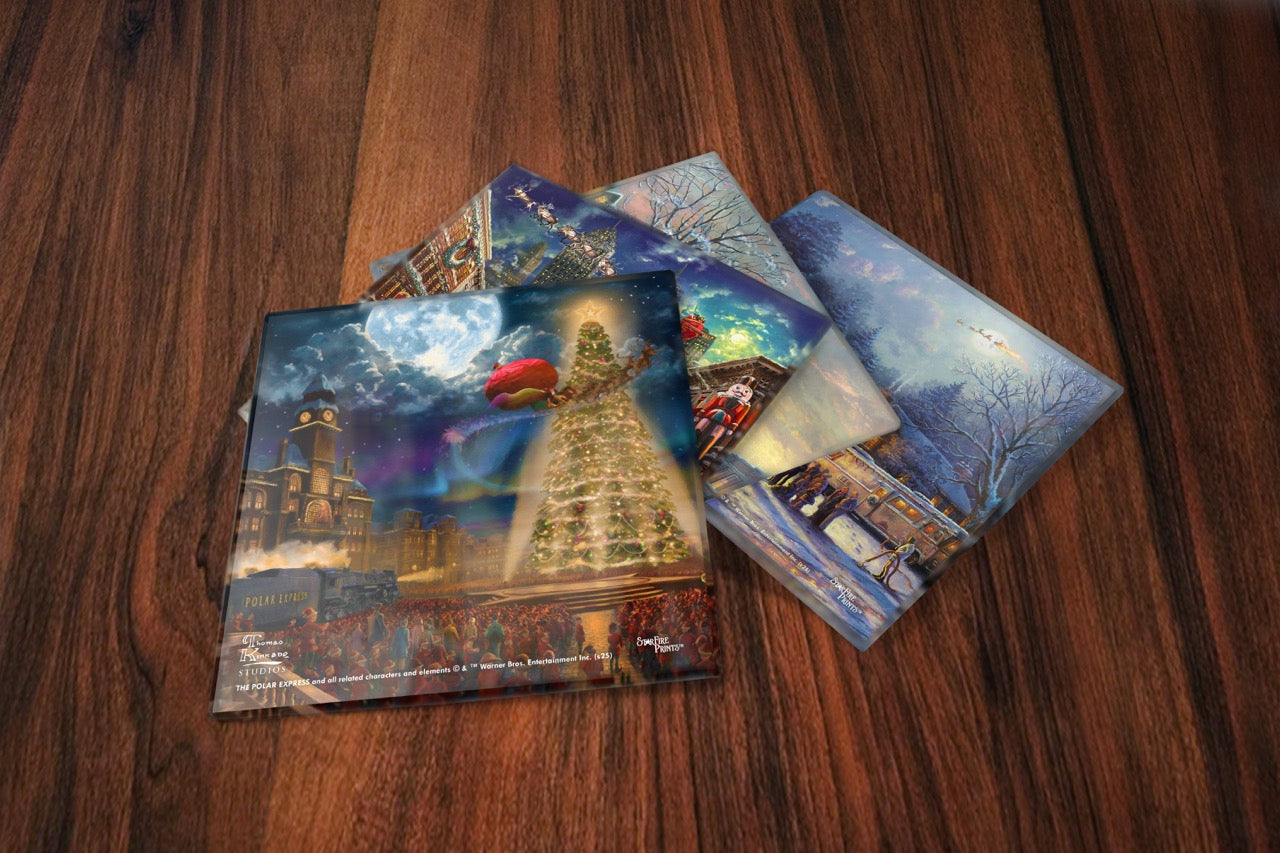 Thomas Kinkade Studios (Warner Bros. – Holiday Collection) StarFire Prints™ Glass Coaster Set SPCSTR1354
