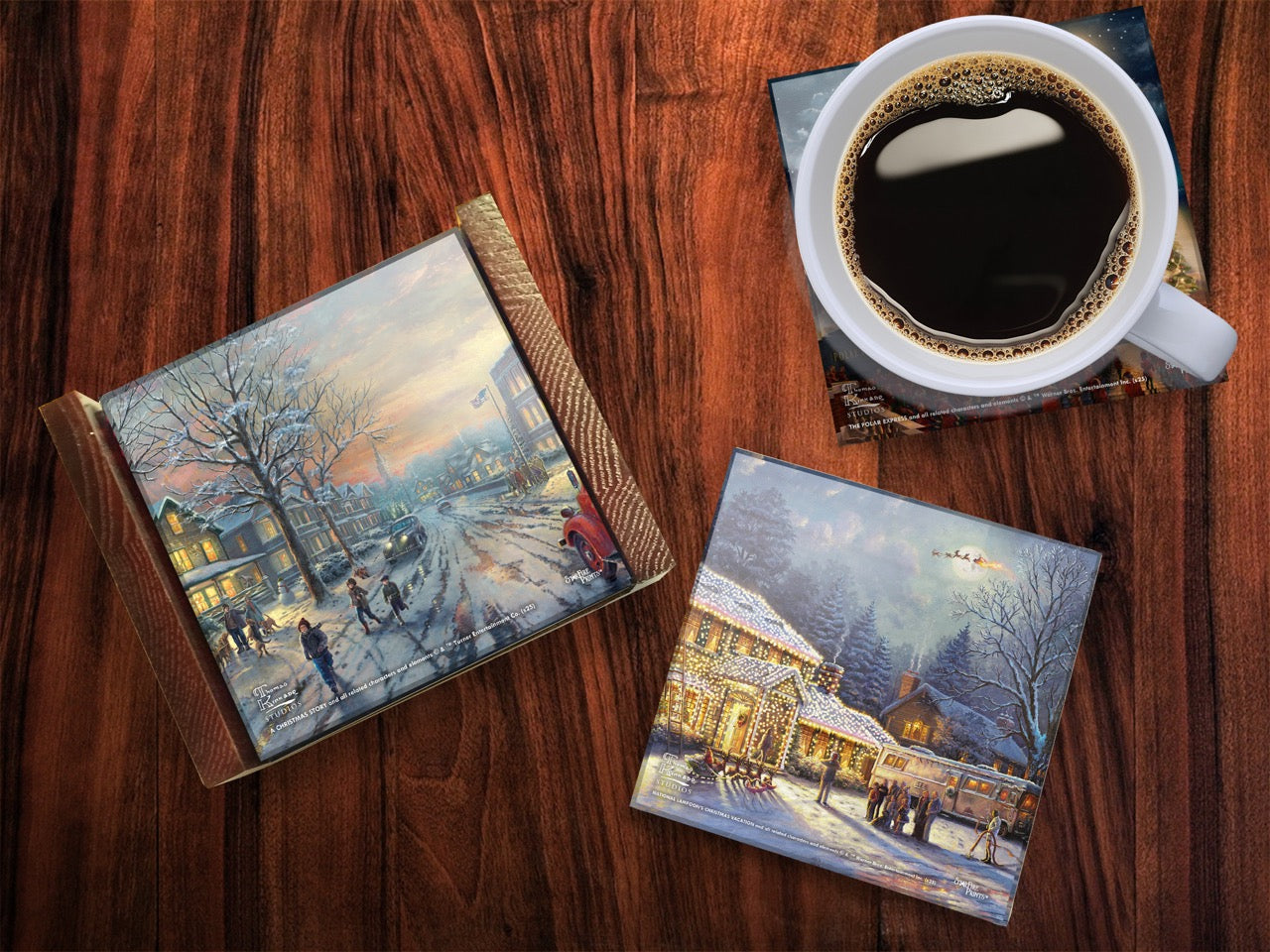 Thomas Kinkade Studios (Warner Bros. – Holiday Collection) StarFire Prints™ Glass Coaster Set SPCSTR1354