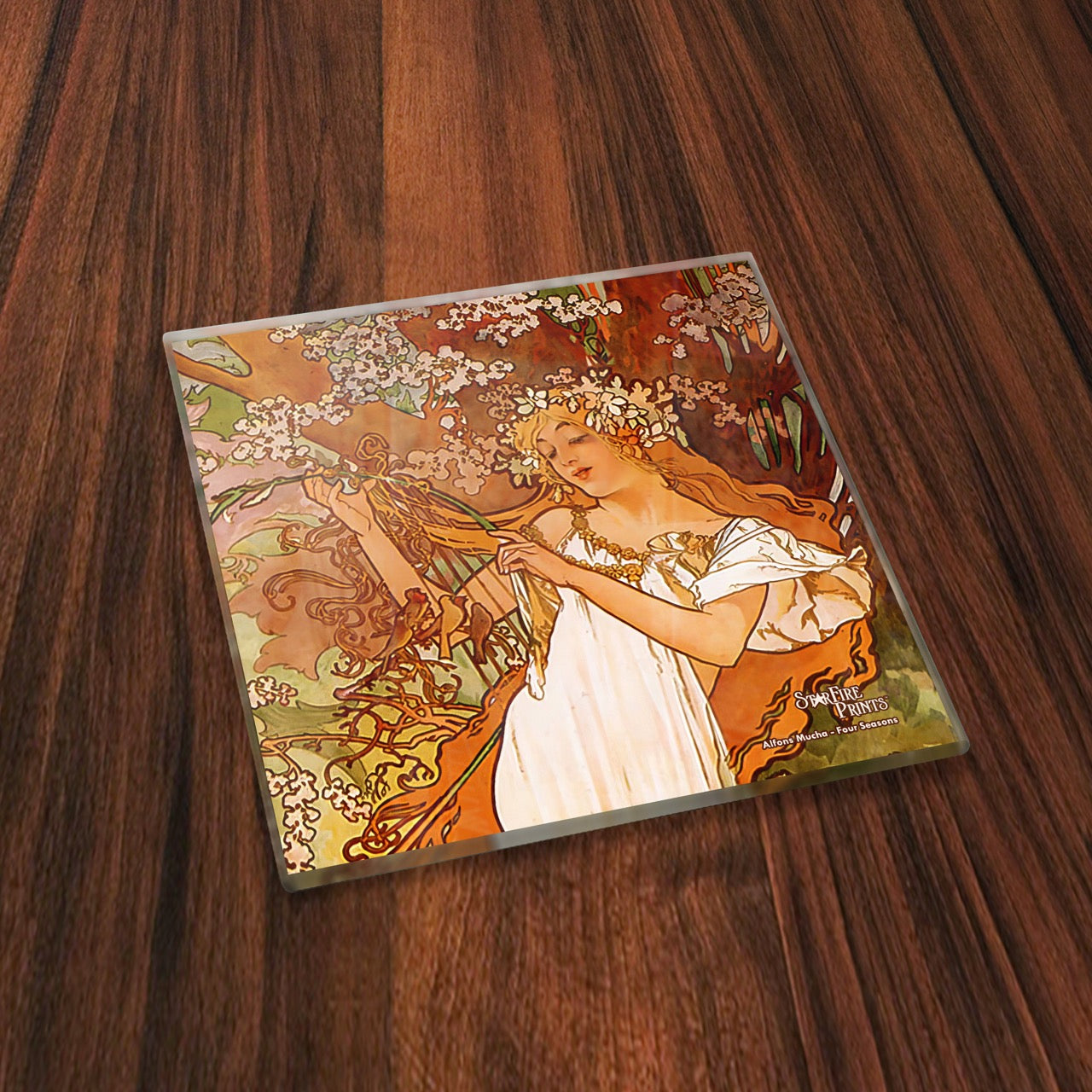 Trend Setters Original (Alfons Mucha – The Seasons) StarFire Prints™ Glass Coaster Set SPCSTR1356