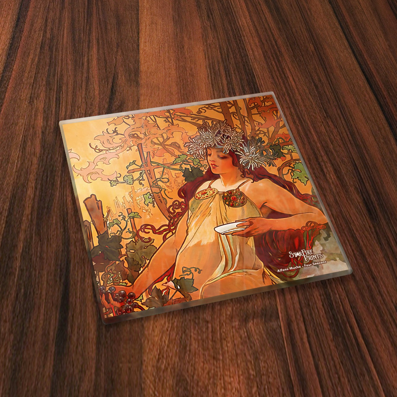 Trend Setters Original (Alfons Mucha – The Seasons) StarFire Prints™ Glass Coaster Set SPCSTR1356