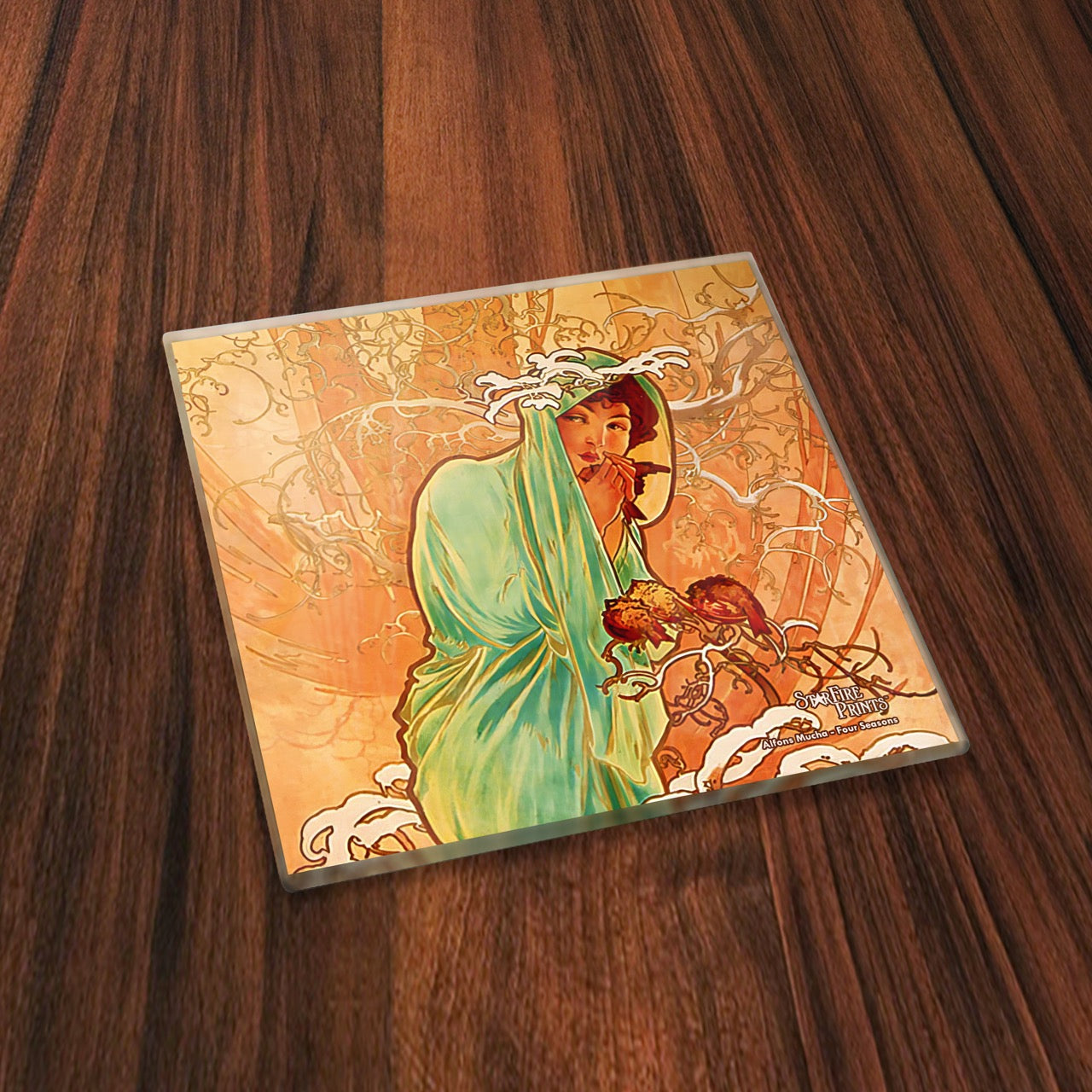 Trend Setters Original (Alfons Mucha – The Seasons) StarFire Prints™ Glass Coaster Set SPCSTR1356