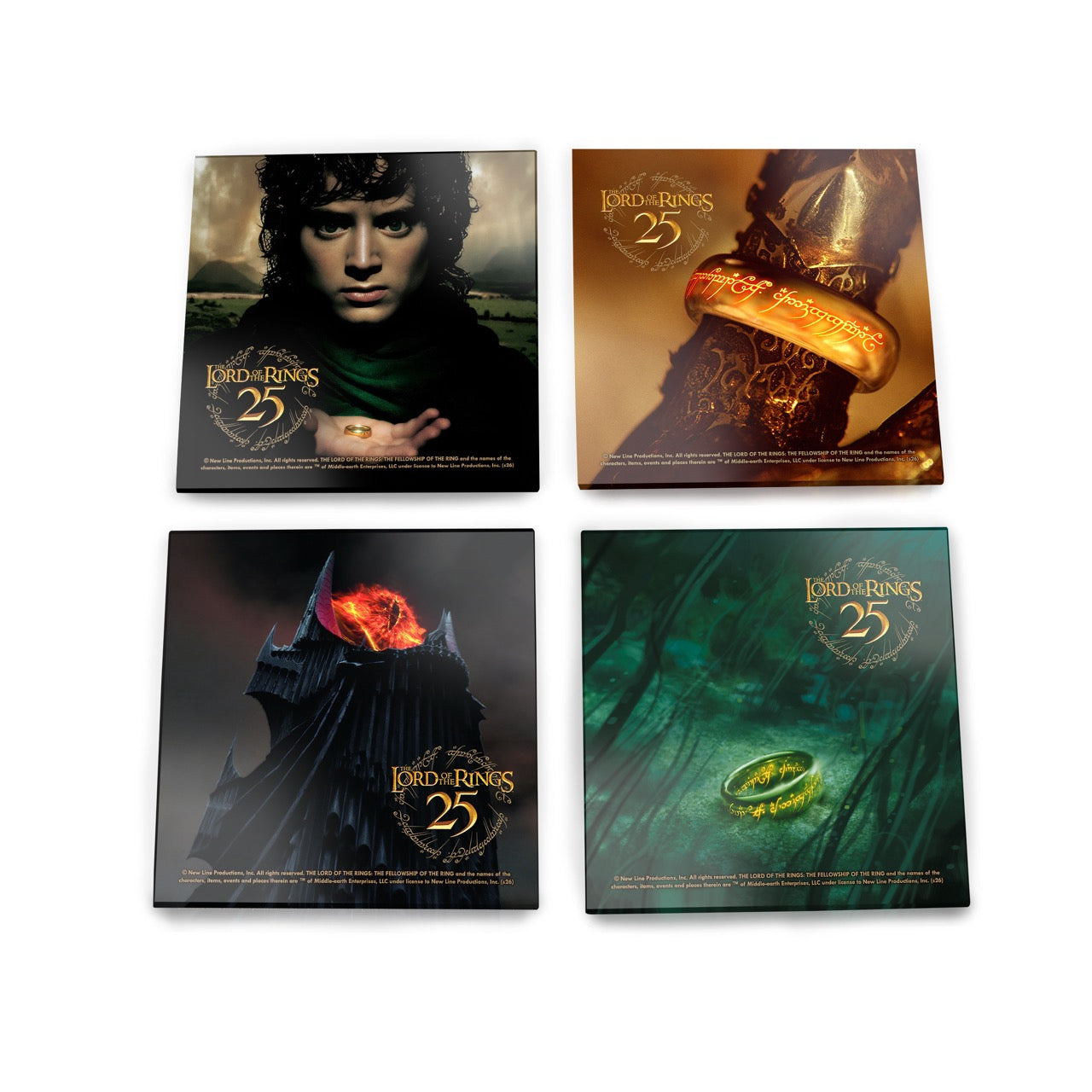The Lord of the Rings: The Fellowship of the Ring 25th Anniversary (Shadows of Mordor) StarFire Prints™ Glass Coaster Set SPCSTR1359