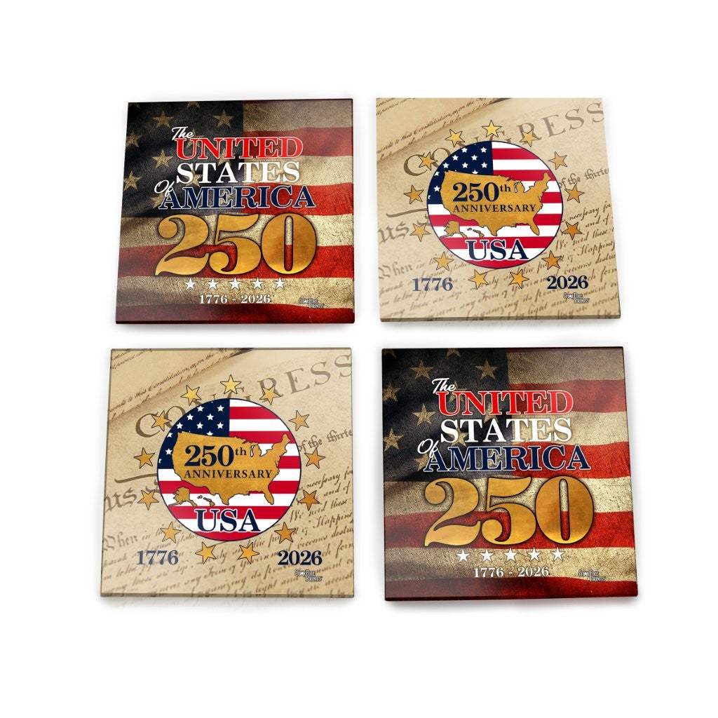 Trend Setters Original (America 250: Stars of Freedom) StarFire Prints™ Glass Coaster Set SPCSTR1362