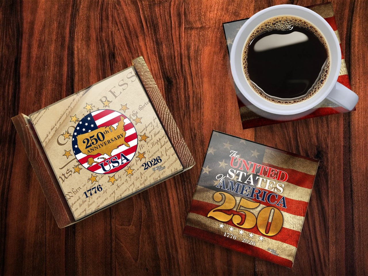 Trend Setters Original (America 250: Stars of Freedom) StarFire Prints™ Glass Coaster Set SPCSTR1362