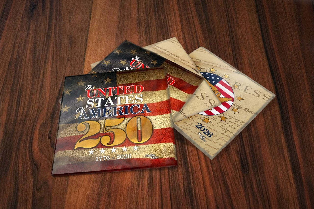 Trend Setters Original (America 250: Stars of Freedom) StarFire Prints™ Glass Coaster Set SPCSTR1362