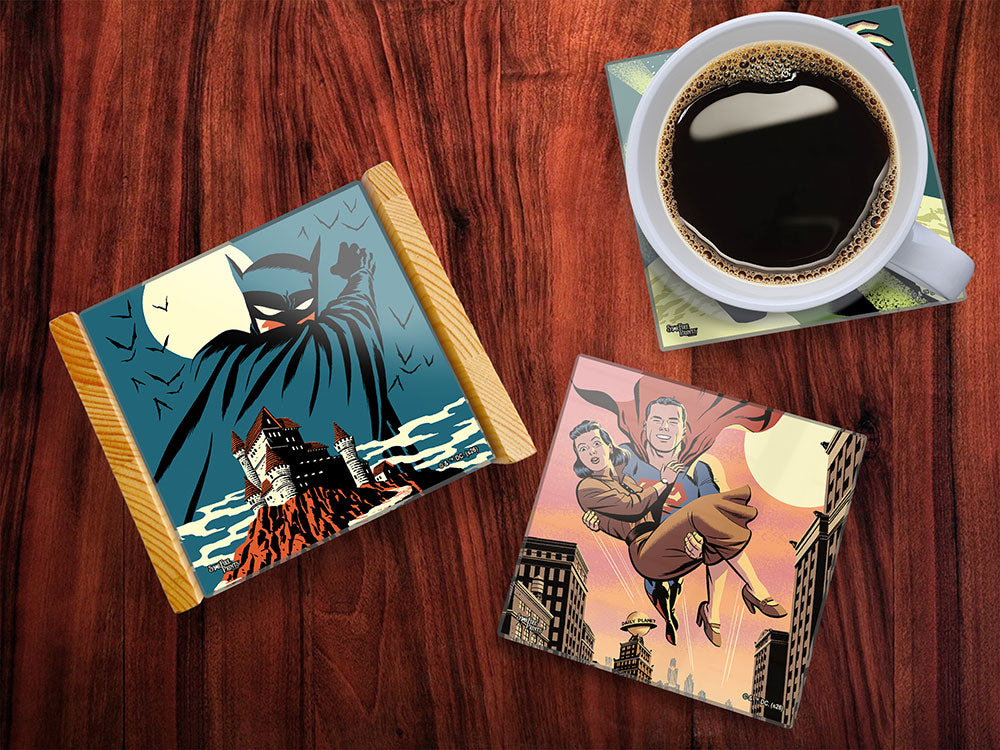 DC Comics Justice League (Silver-Age Heroes) 4” x 4” StarFire Prints™ Glass Coaster Set SPCSTR1369