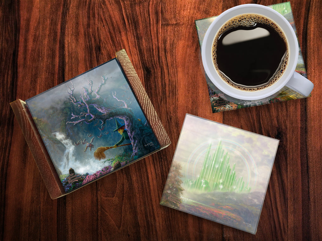 The Wizard of Oz (Dorothy Discovers the Emerald City - Thomas Kinkade Studios) StarFire Prints™ Glass Coaster Set of Four SPCSTR280