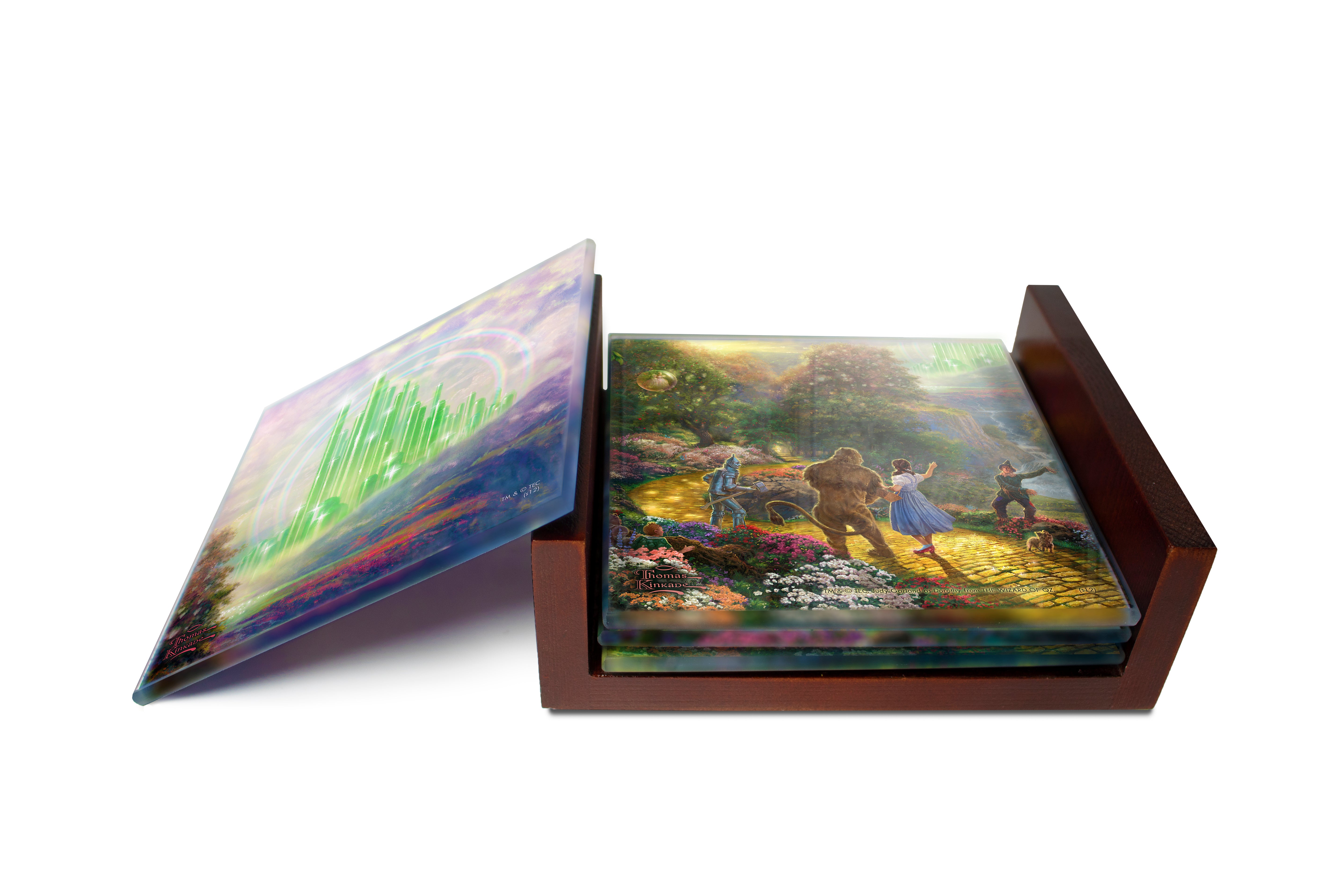 The Wizard of Oz (Dorothy Discovers the Emerald City - Thomas Kinkade Studios) StarFire Prints™ Glass Coaster Set of Four SPCSTR280